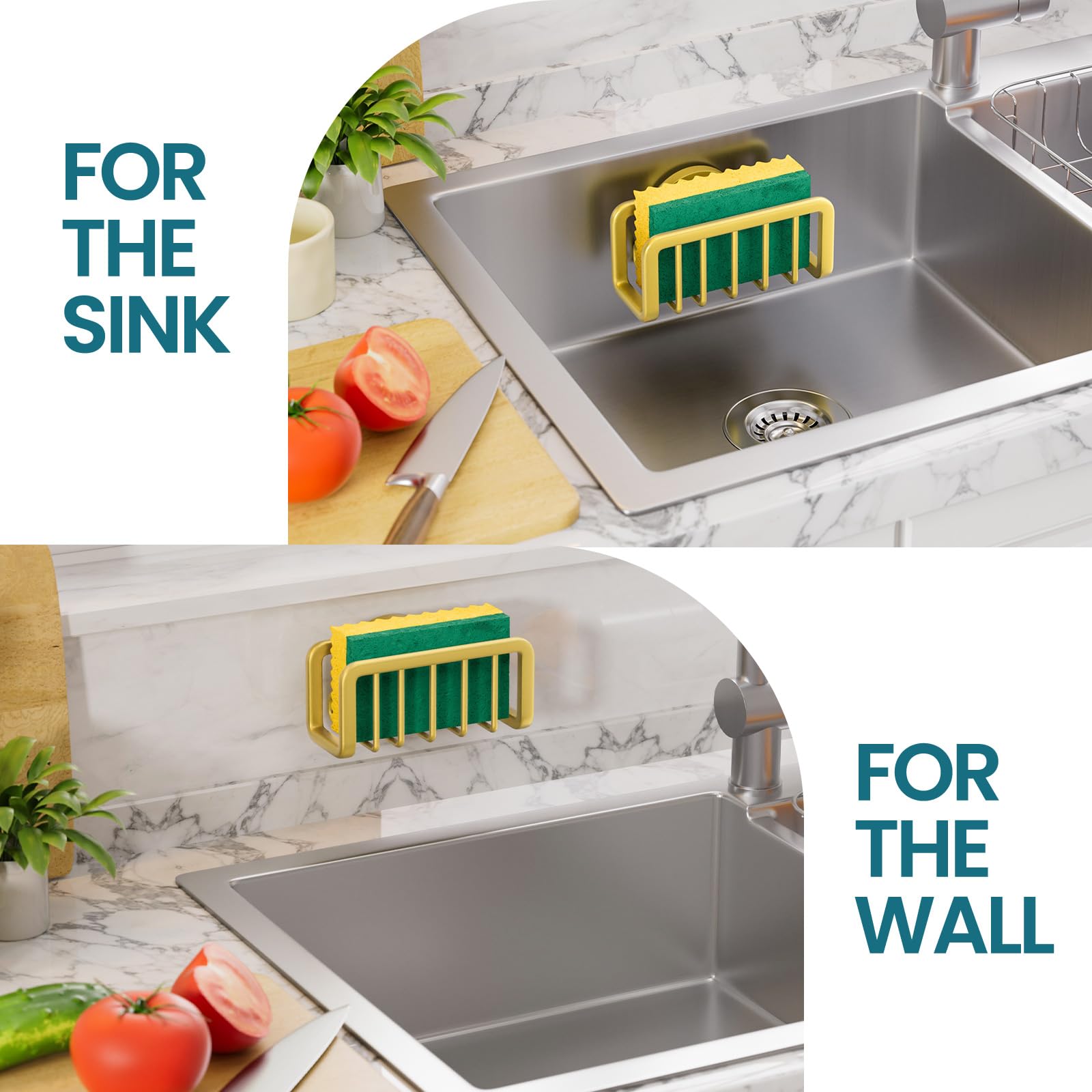 Rustproof Sponge Holder for Kitchen Sink with Suction Cup