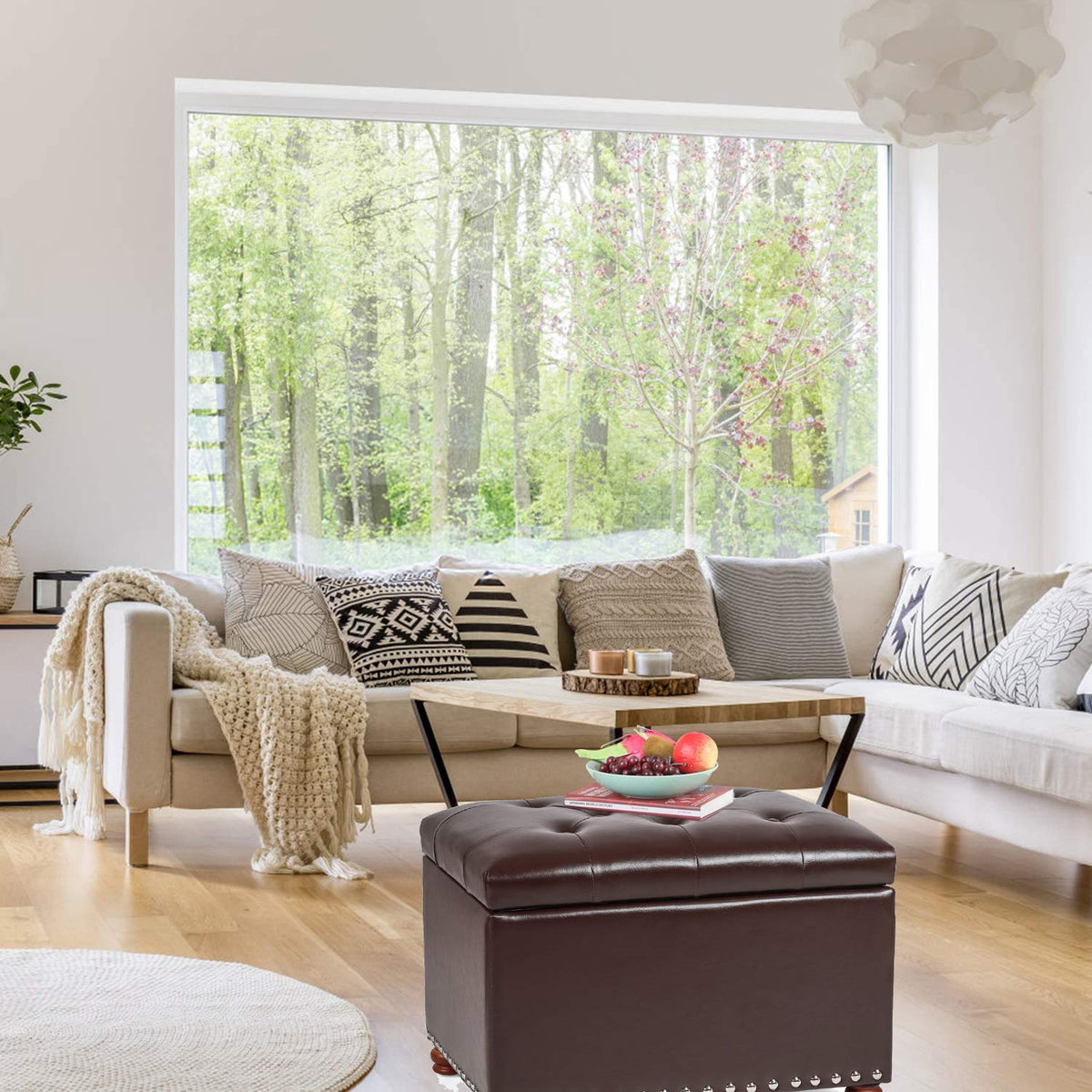 Leather Ottoman with Storage