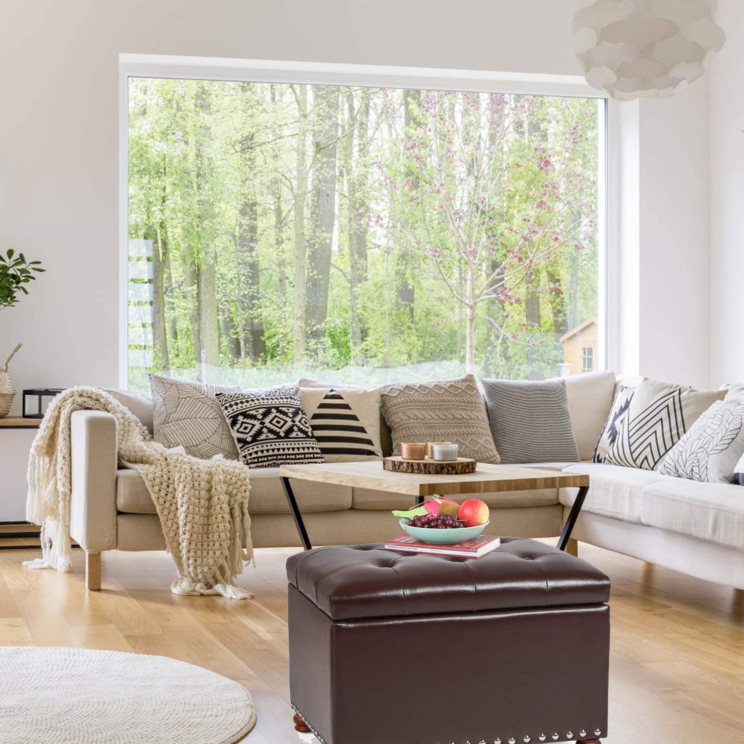 Leather Ottoman with Storage
