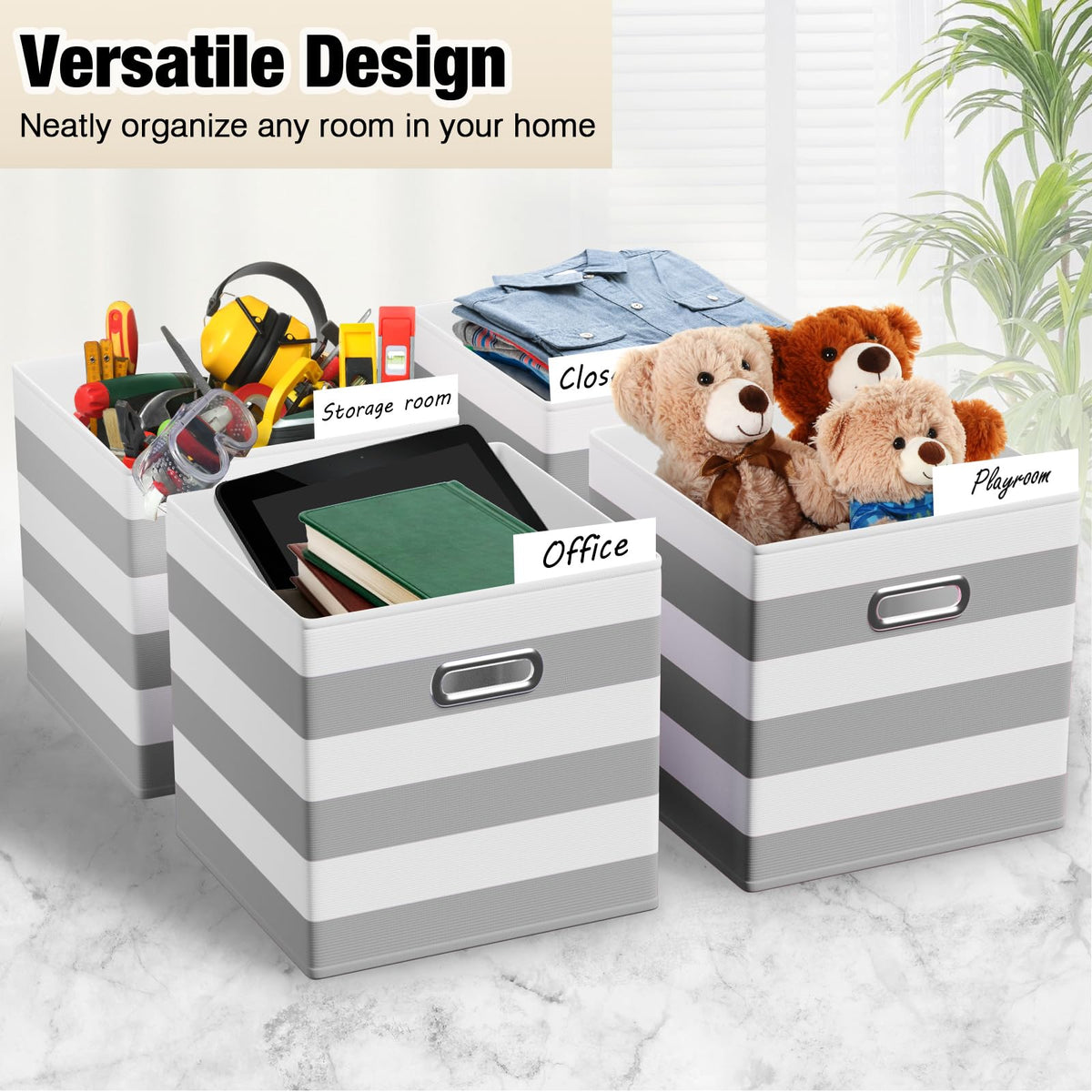 11 Inch 6 Pack Fabric Storage Cubes with Metal Handles (6 Count)