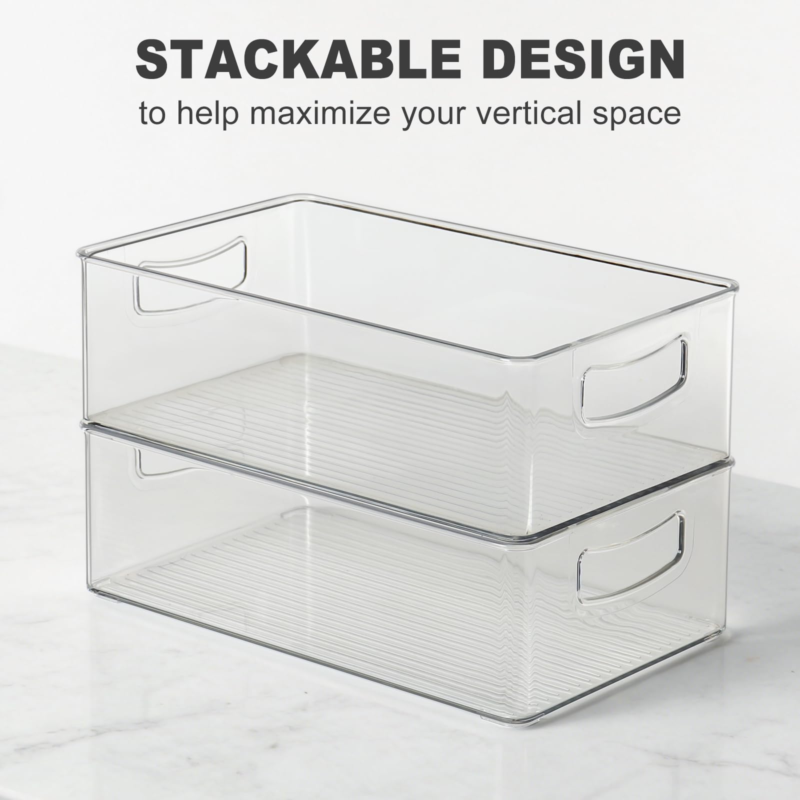 Set of 8 Clear Fridge Organizer Bins (8 Count)