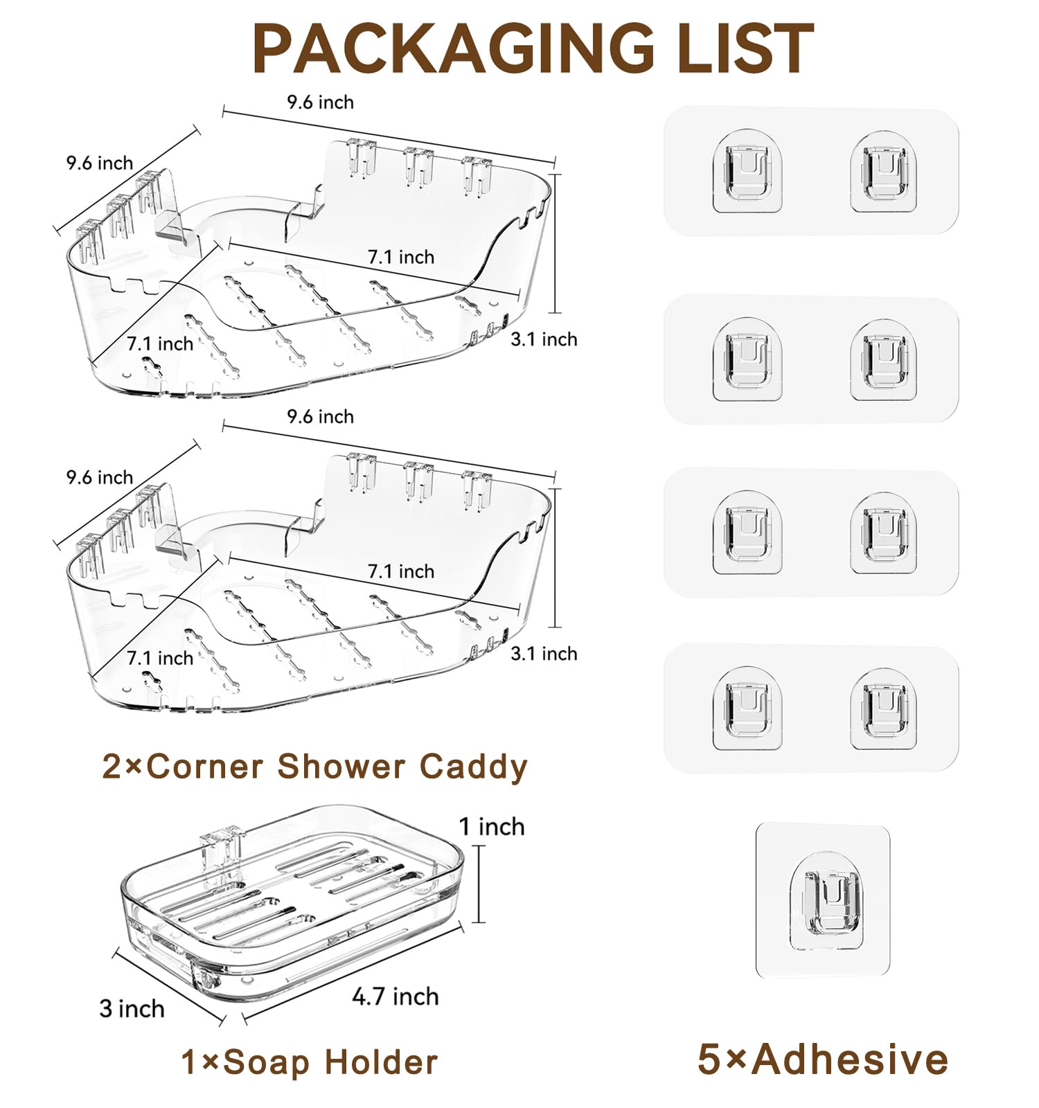 Corner Shower Caddy 3 Pack Clear Acrylic Bathroom Organizer Caddy (3 Count)