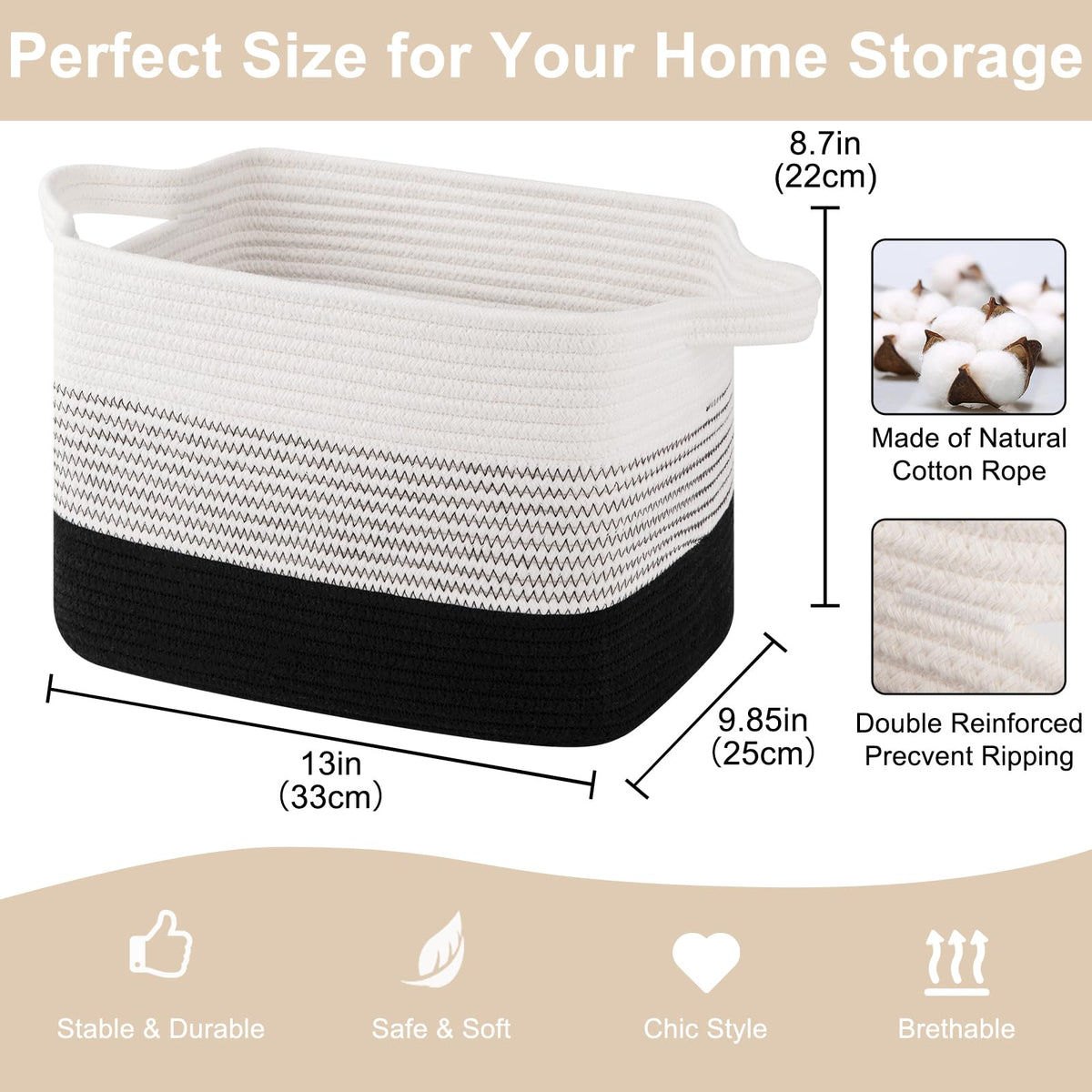 Storage Baskets for Organizing (3 Count)