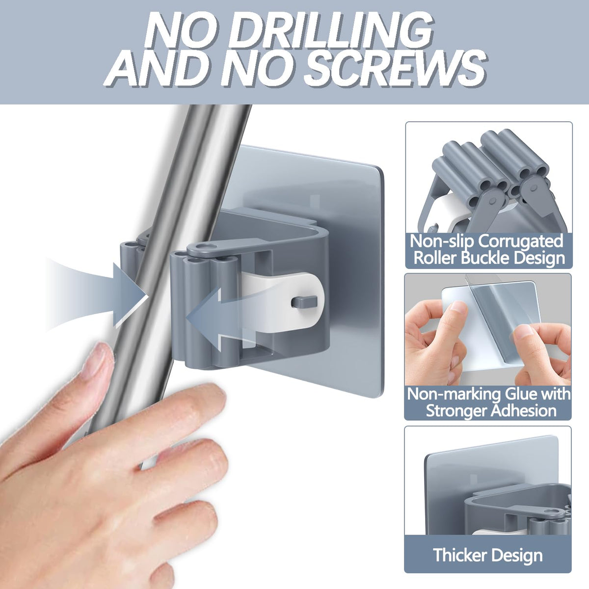 40 Pack Self Adhesive Broom Holder Wall Mount (24 Count)