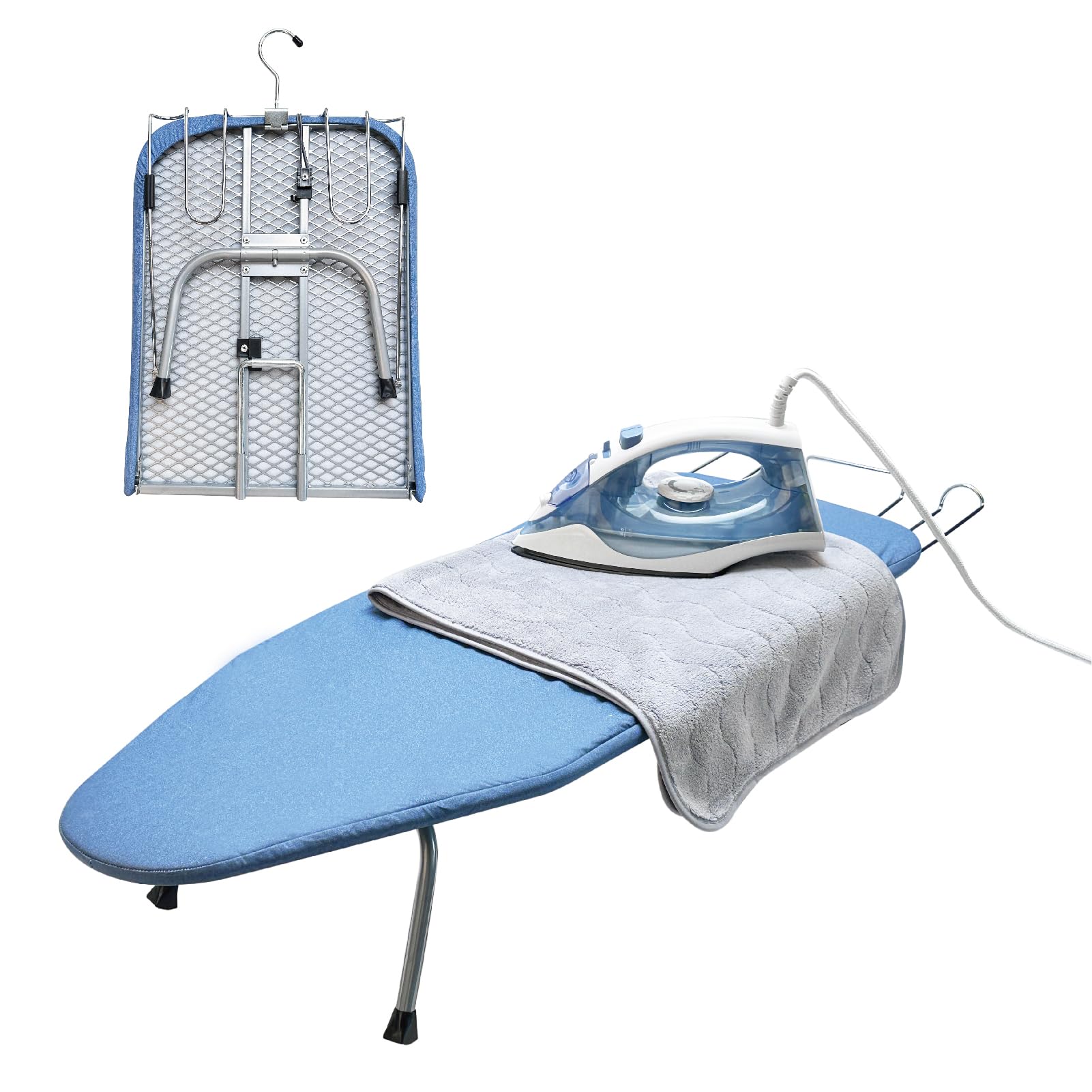 Metal Foldable Tabletop Ironing Board with Iron Rest