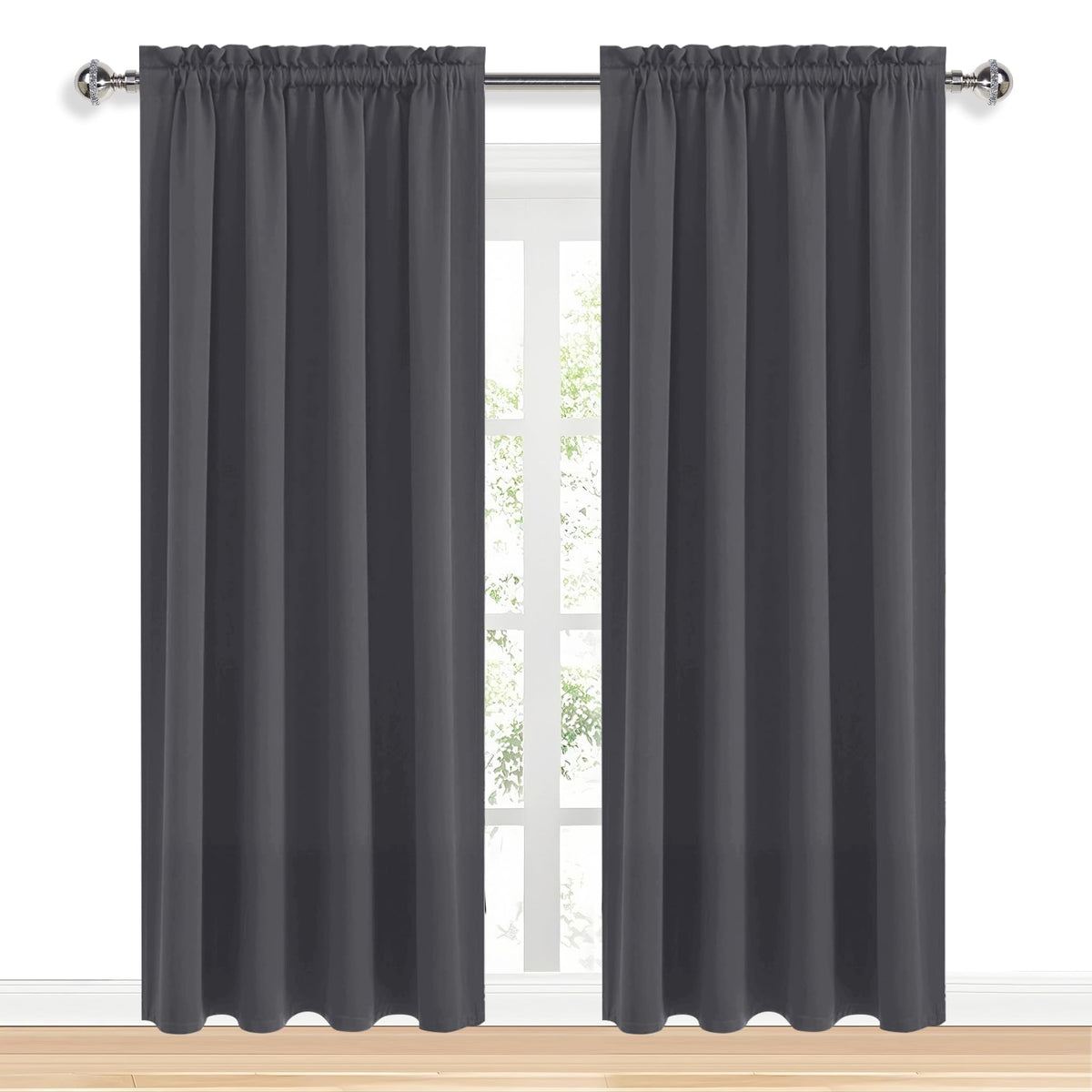 Blackout Curtains for Bedroom 52 x 84 Inch Long Dark Grey 2 Panels (2 Count)