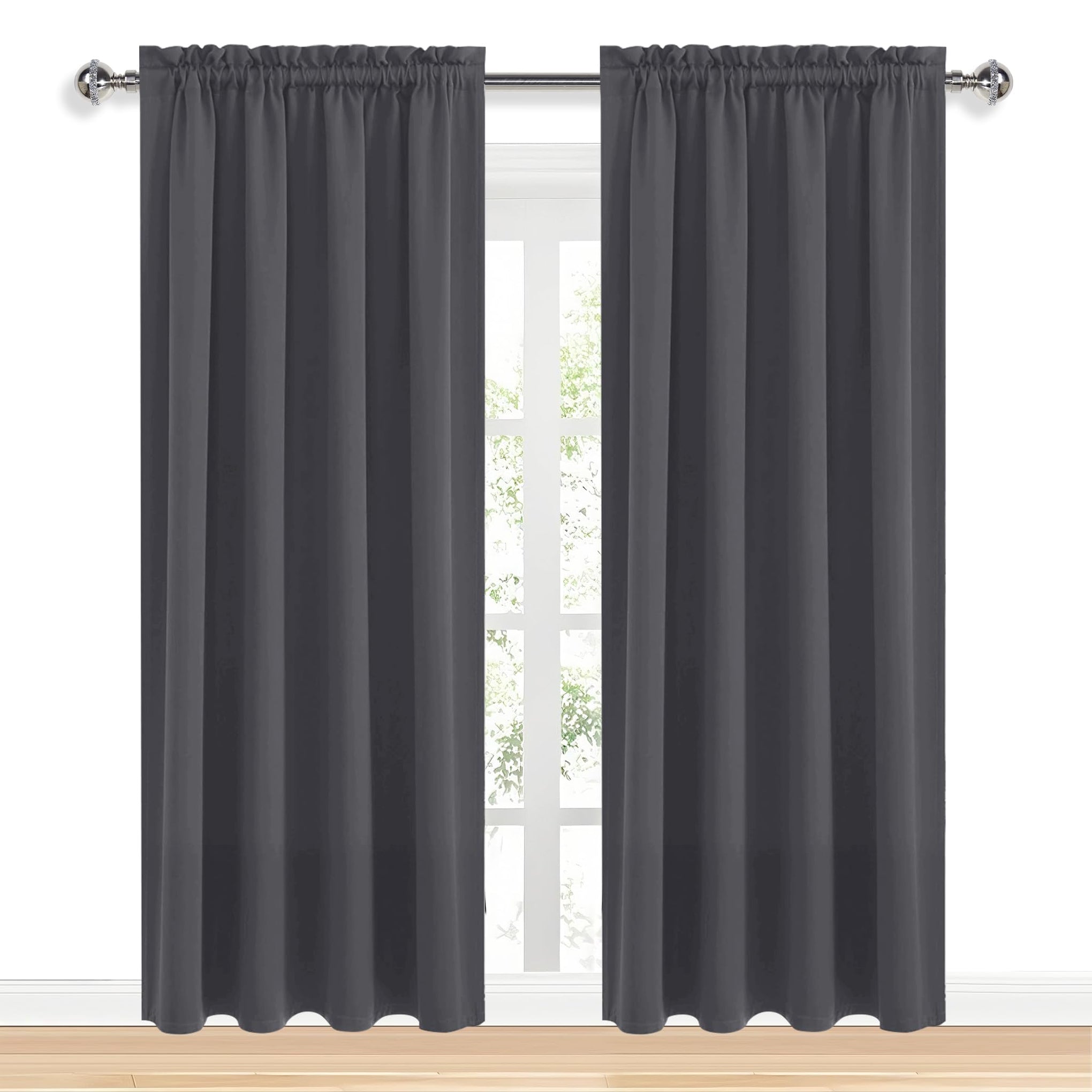 Blackout Curtains for Bedroom 42 x 84 Inch Long Dark Grey 2 Panels (2 Count)