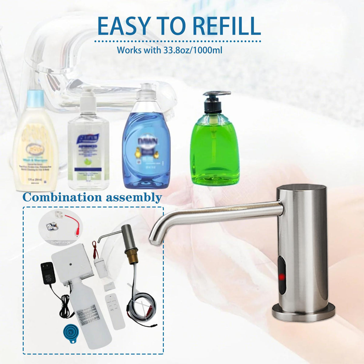 Touchless Automatic Built in Sink Soap Dispenser Infrared Sensors Soap