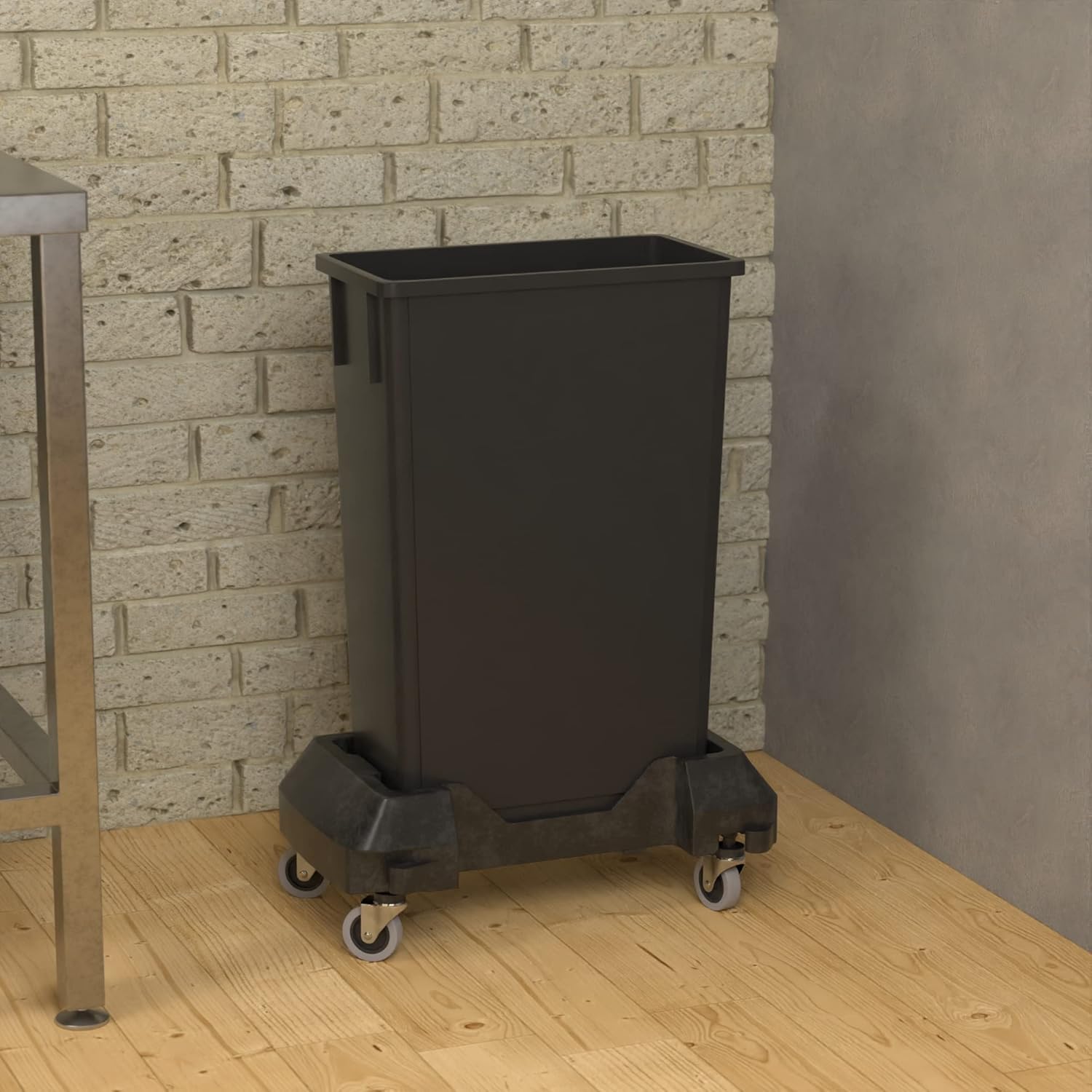 23 Gallon Black Slim Jim Trash Can with Dolly