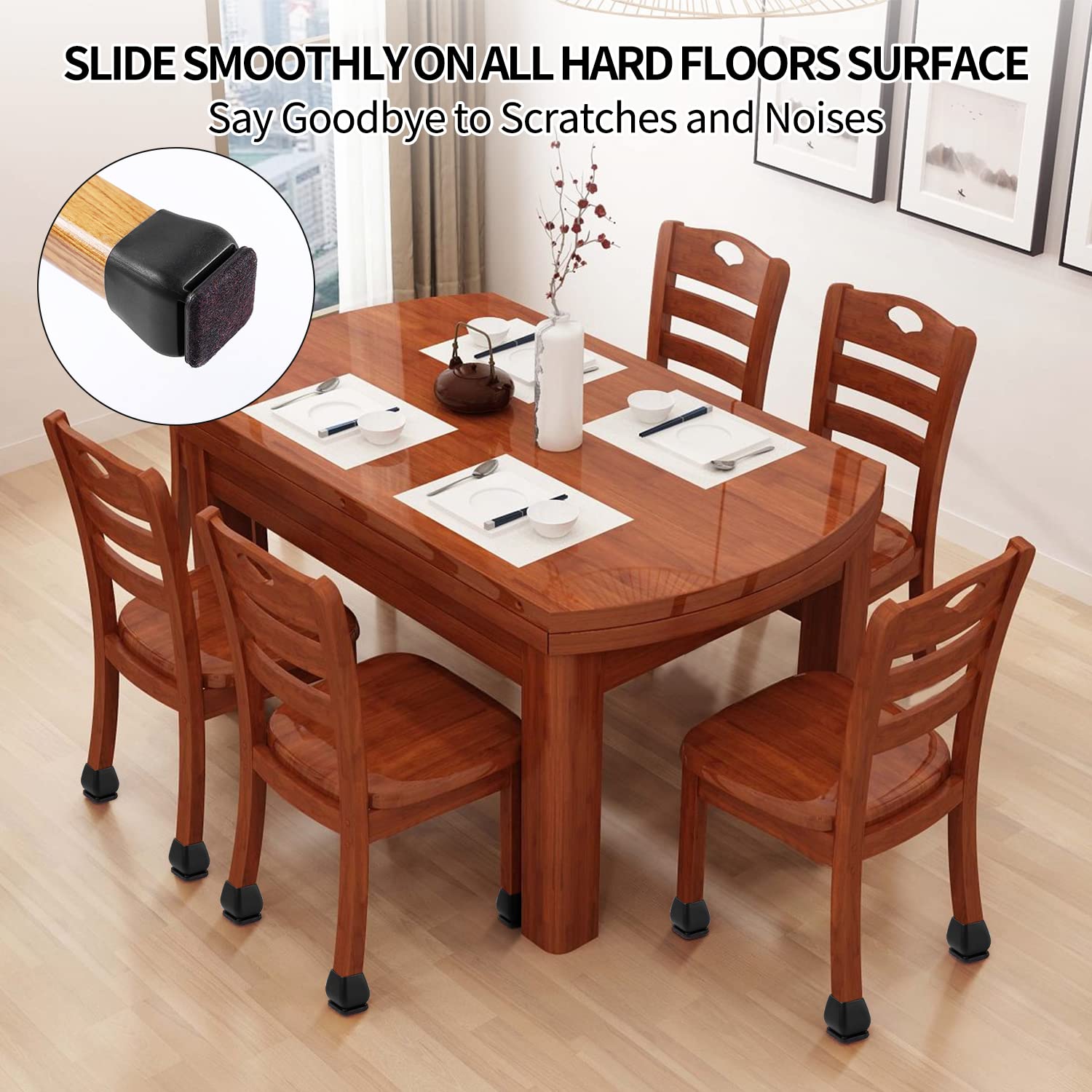 24 Pcs Square Silicone Chair Leg Floor Protectors (24 Count)