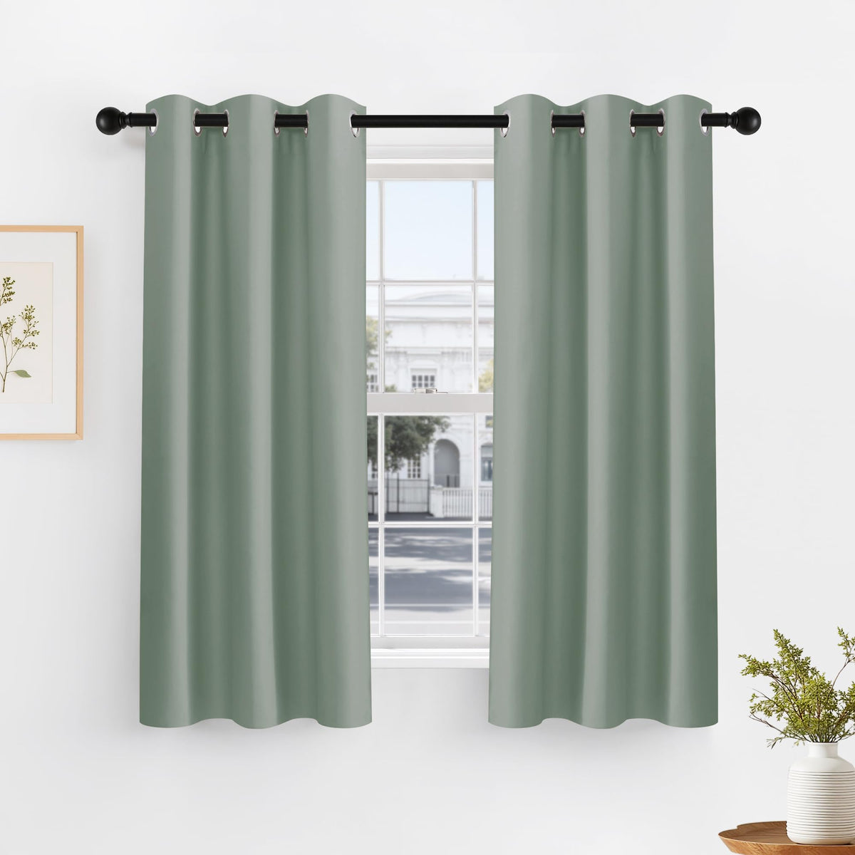 Sage Green Blackout Curtains for Living Room
