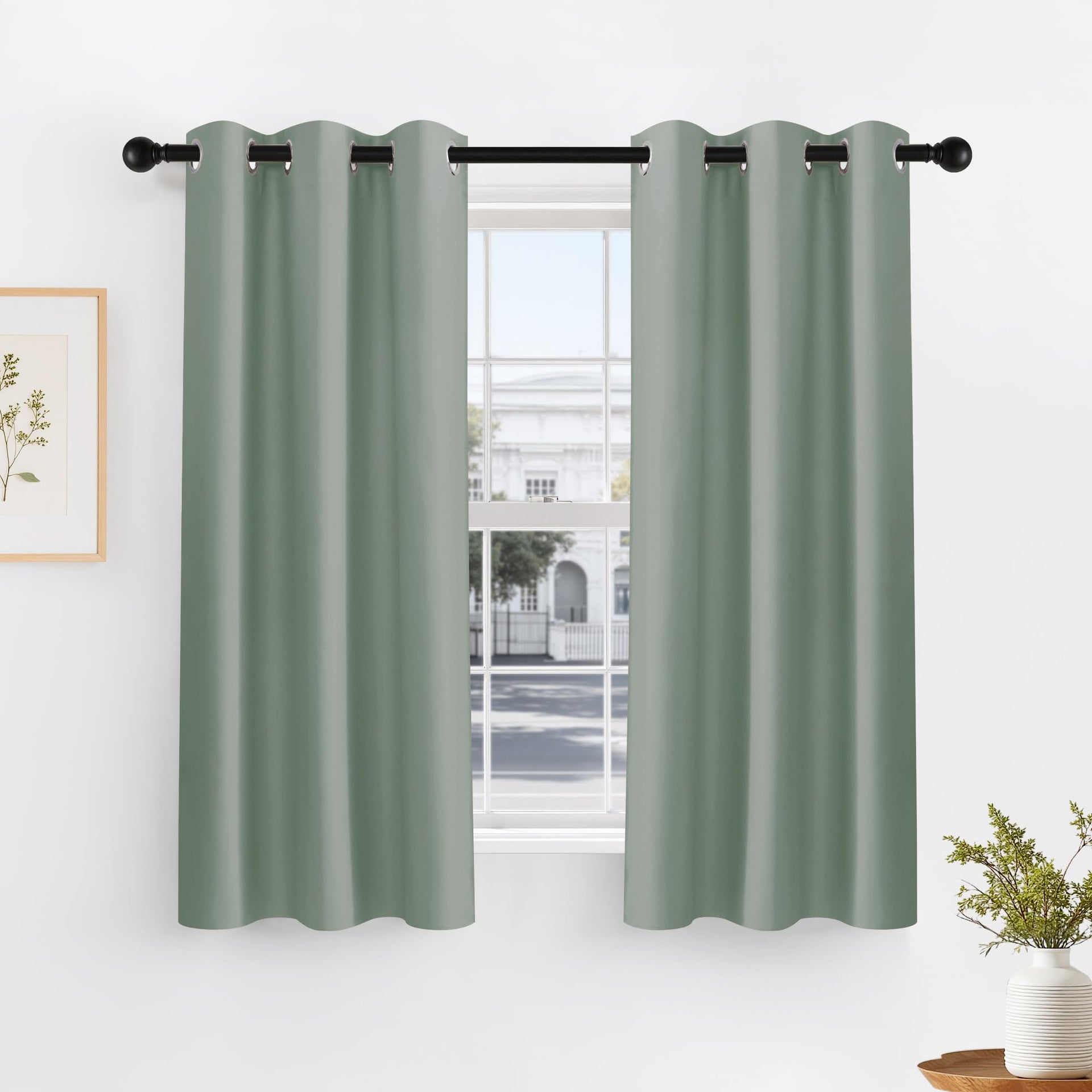 Sage Green Kitchen Curtains 45 inch Length (2 Count)