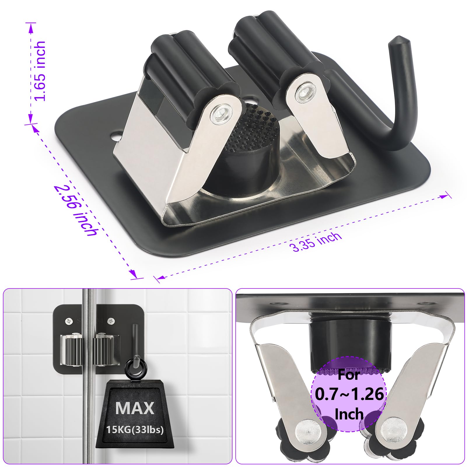 Broom Holder Wall Mount Rack (4 Count)