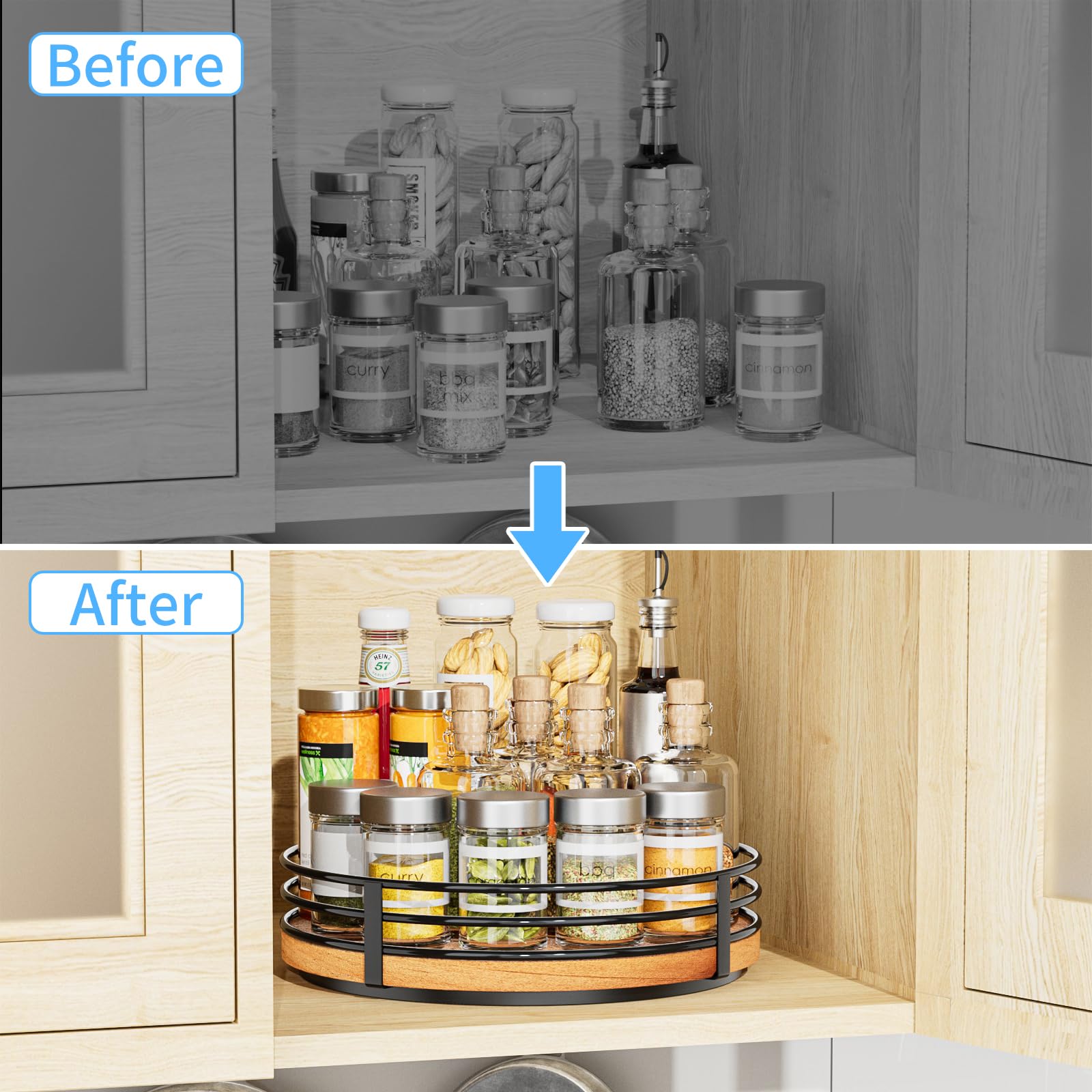 Wood Lazy Susan Turntable Organizer