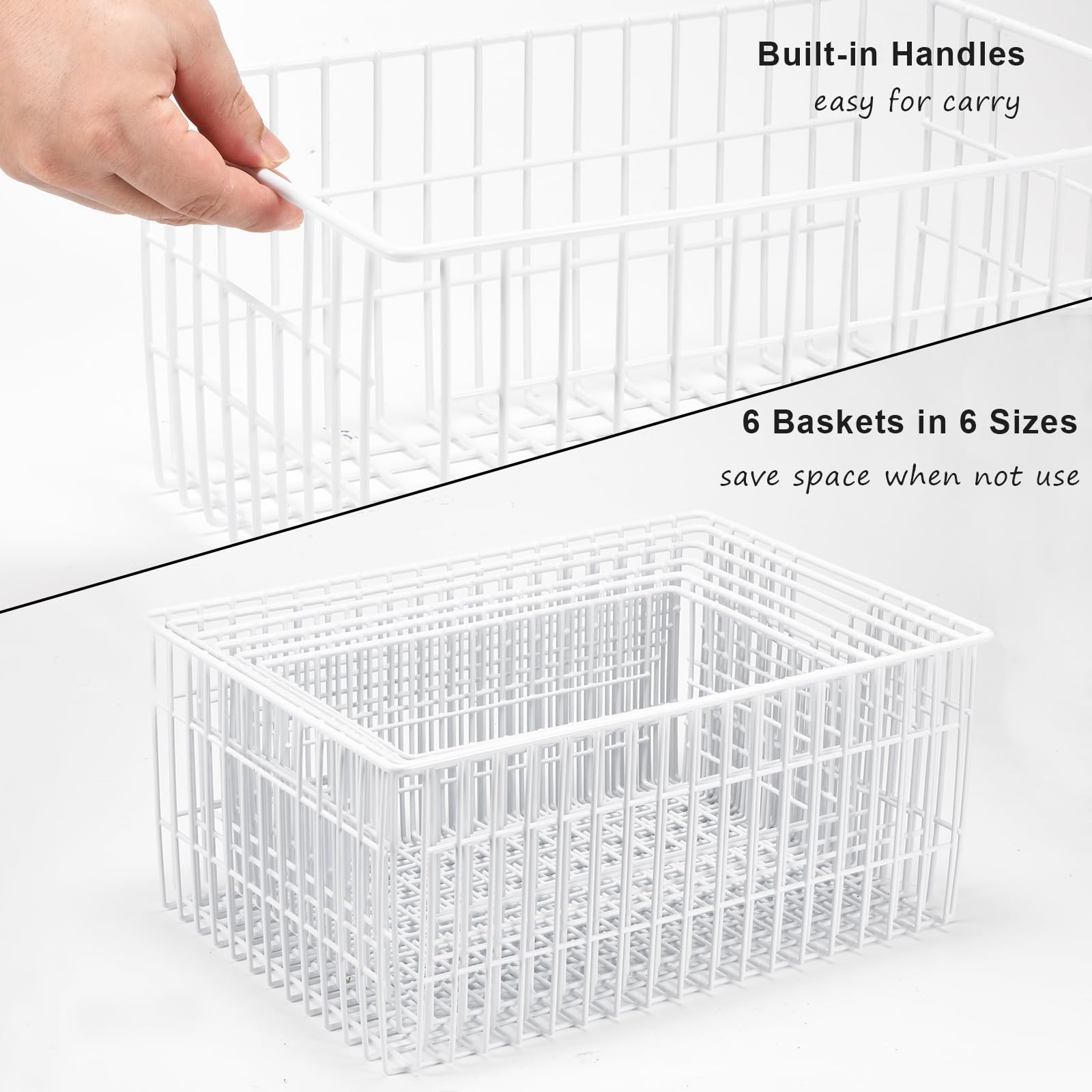 Vertical Sides Freezer Organizer Bins for Upright Freezer (6 Count)