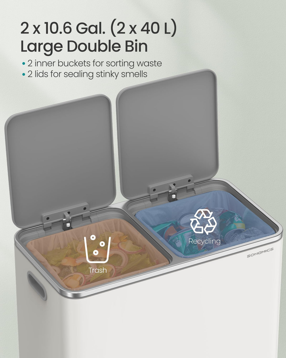 Trash Can 2 x 10.6 Gallon