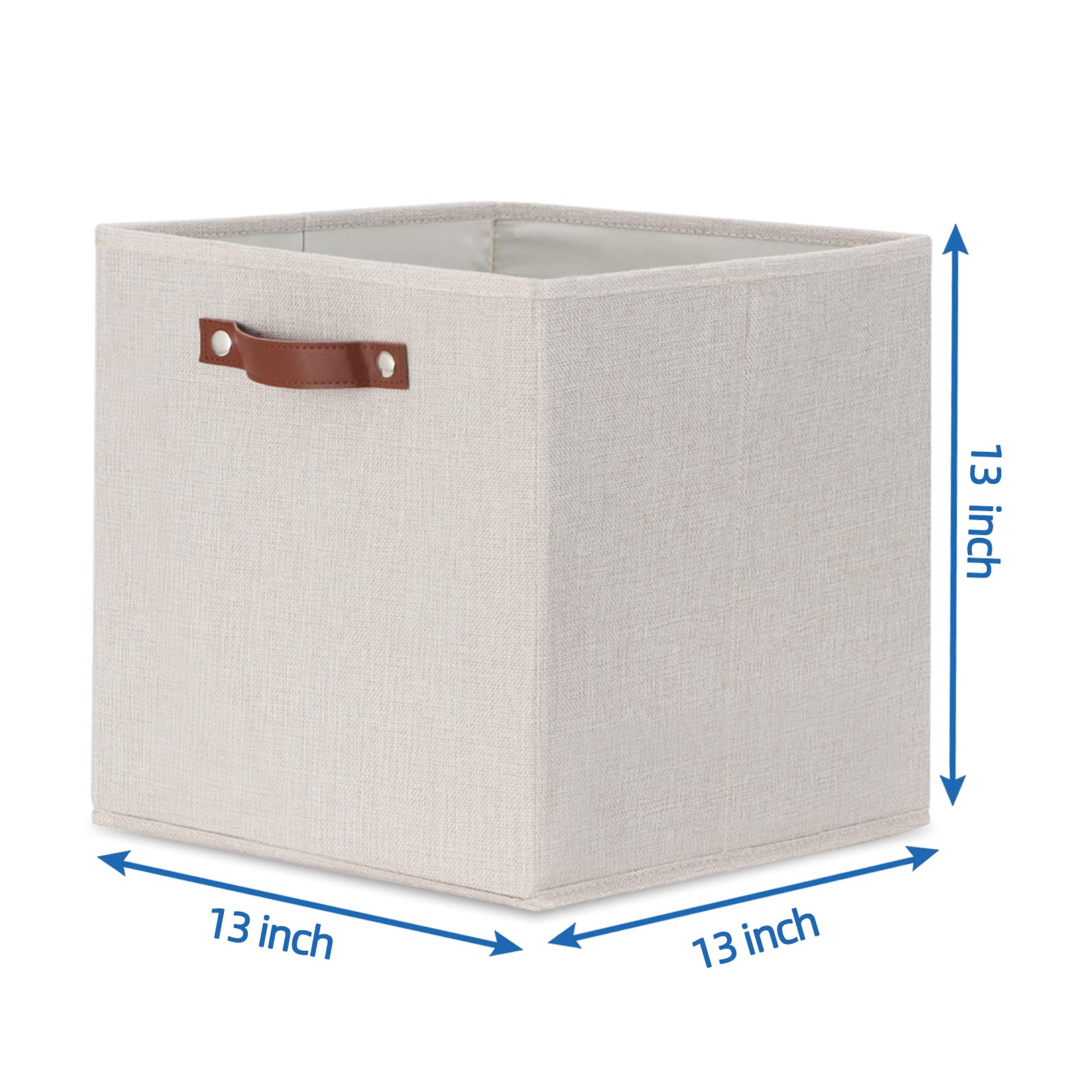 Fabric Storage Cubes Storage Bins with Dual Leather Handles (4 Count)