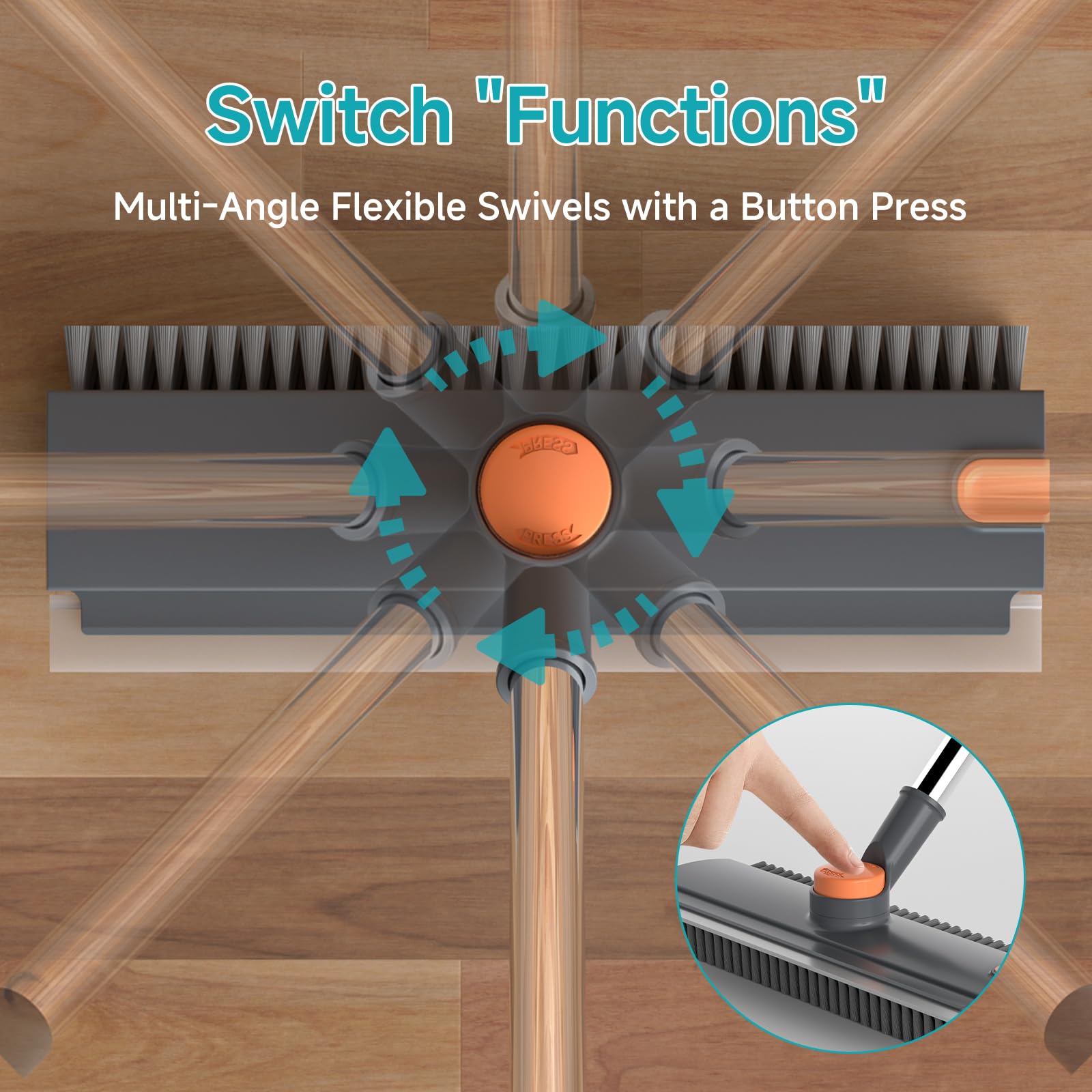 Floor Scrub Brush with Long Handle Length Adjustable