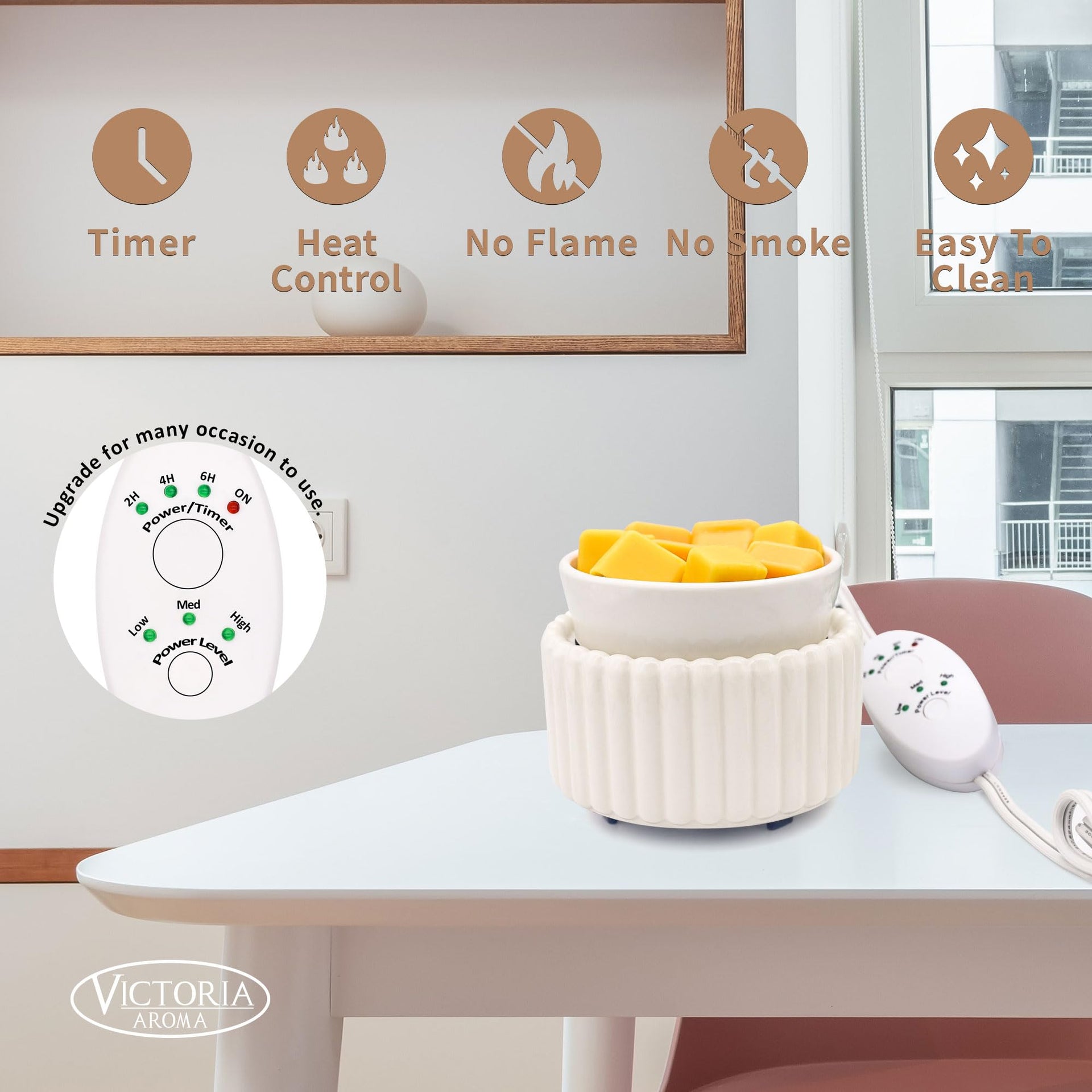 Ceramic Wax Melt Warmer with Timer Candle Warmer for Scented Wax Electric Fragrance Burner for Home