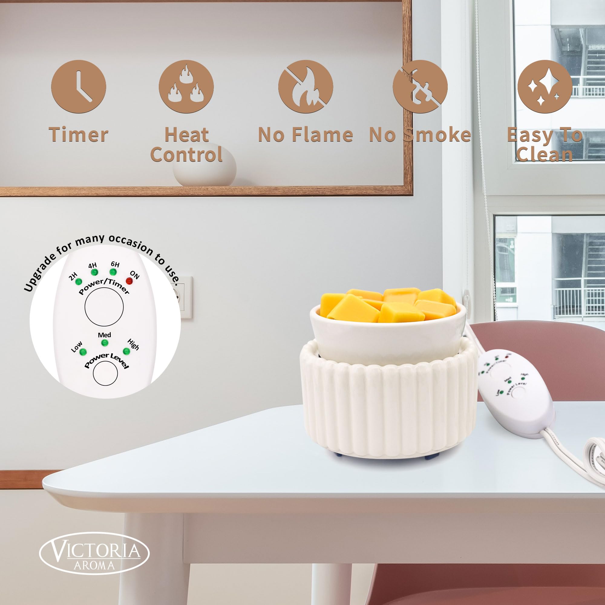 Ceramic Wax Melt Warmer with Timer Candle Warmer for Scented Wax Electric Fragrance Burner for Home
