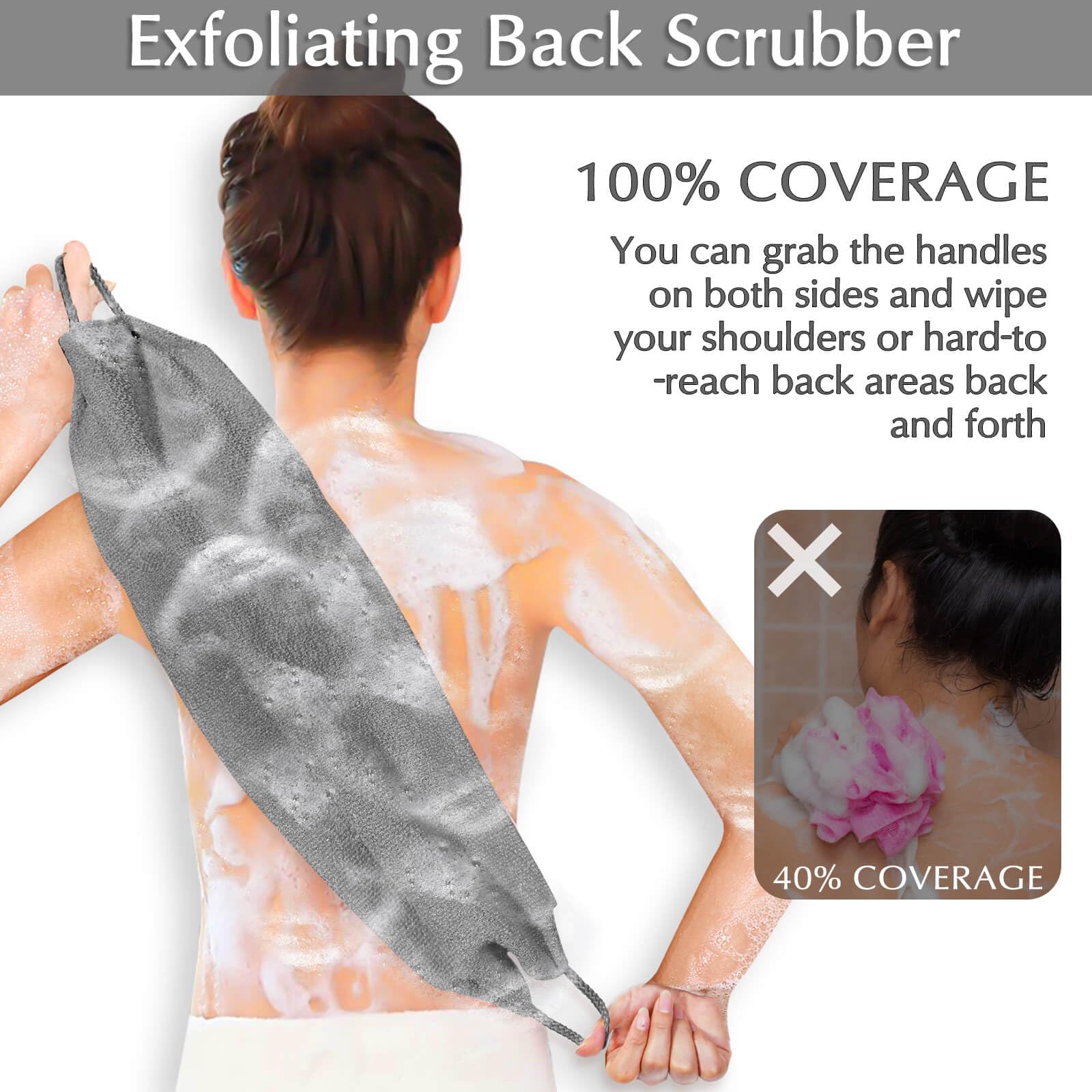 Exfoliating Back Scrubber Bath Gloves Set (3 Count)