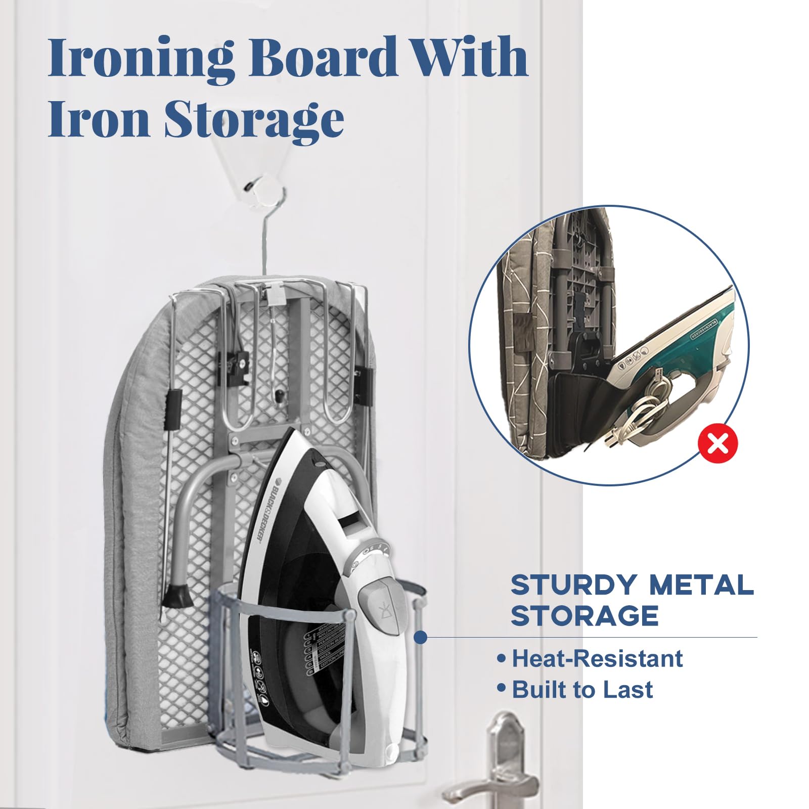 Small Ironing Board with Iron Holder