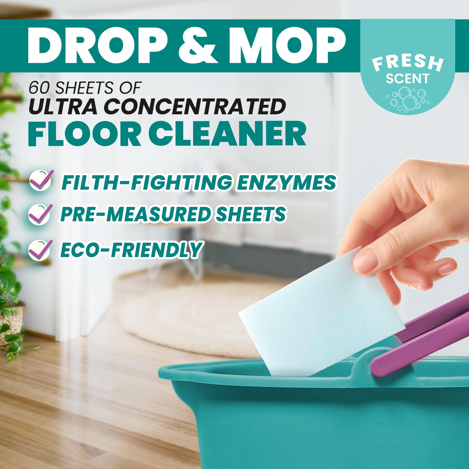 Floor Cleaner for Mopping (60 Count)