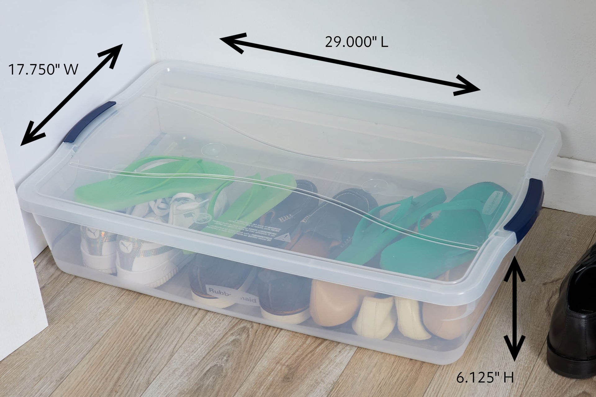 Cleverstore 42 Quart Stackable Plastic Storage Container Organizer Bin with Latching Lids for Garage (4 Count)