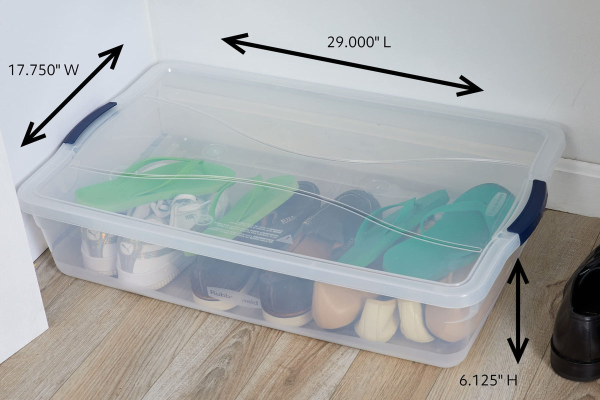 Cleverstore 42 Quart Stackable Plastic Storage Container Organizer Bin with Latching Lids for Garage (4 Count)