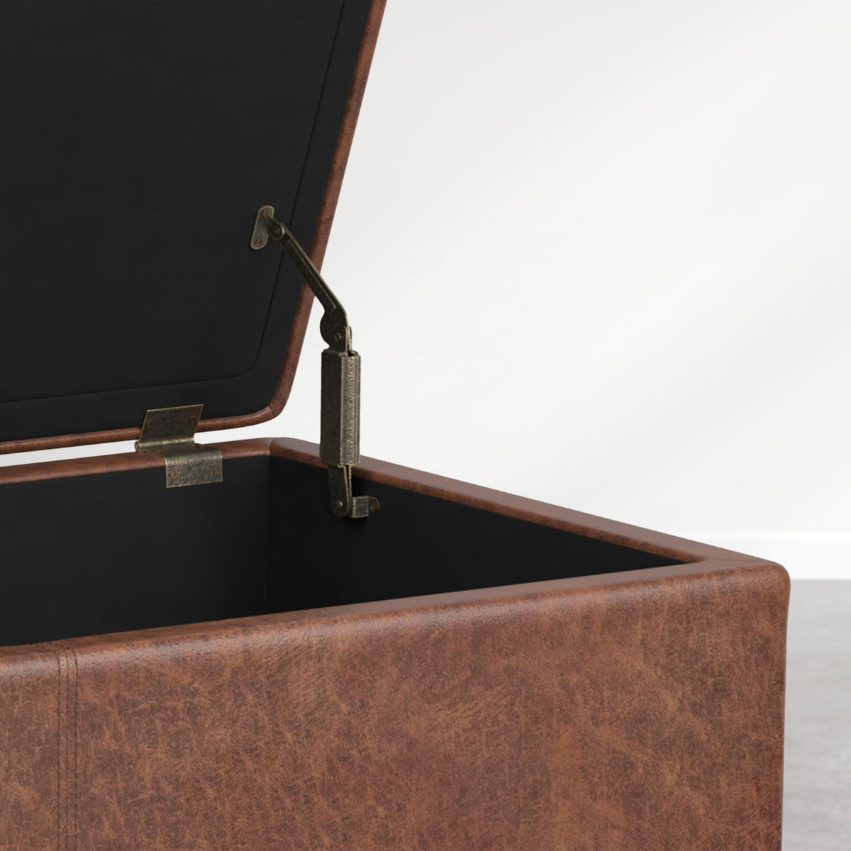 Avalon 54" Vegan Leather Ottoman in Distressed Pecan Brown