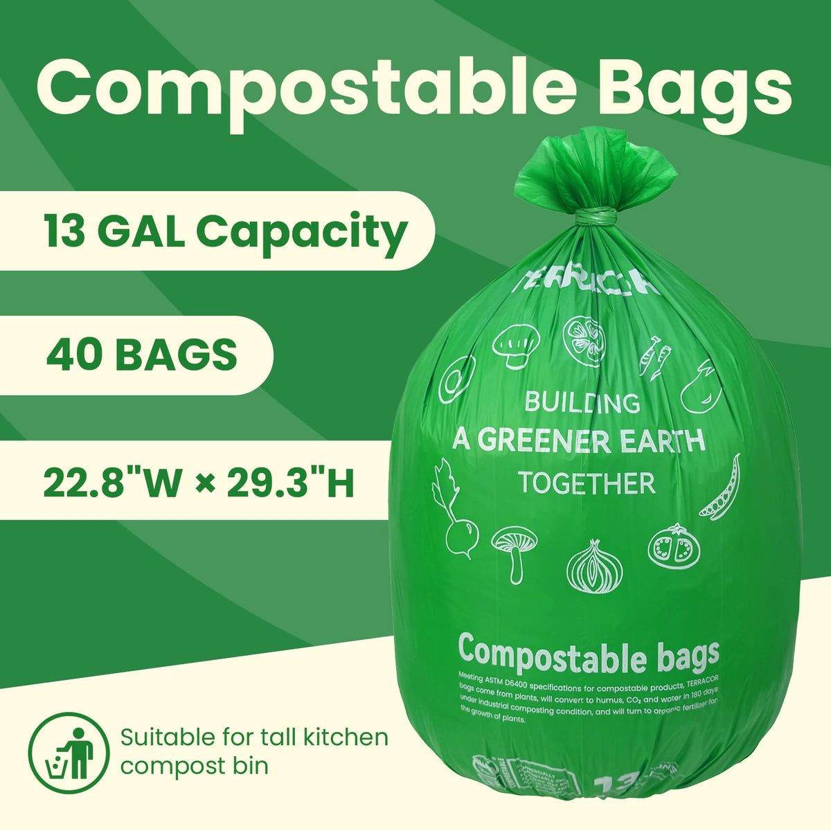 13 Gallon Compostable Trash Bags (40 Count)