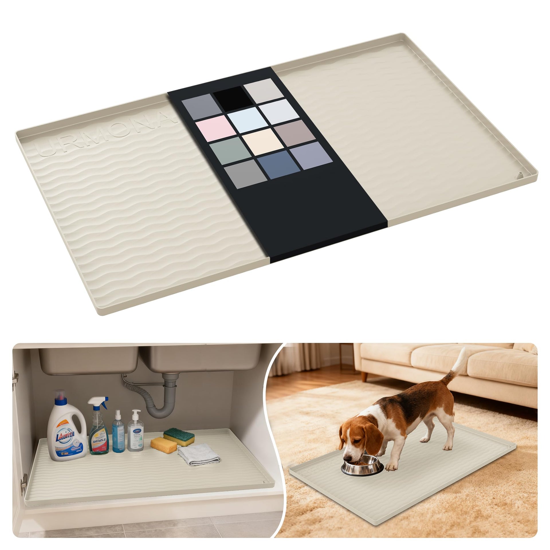 Waterproof Silicone Under Sink Mat 31'' x 22'' Shelf Liner for Kitchen and Bathroom