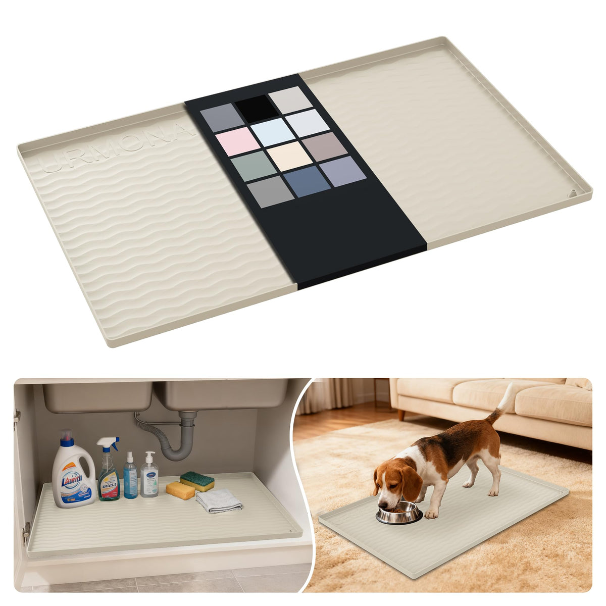 Waterproof Silicone Under Sink Mat 31'' x 19'' Shelf Liner for Kitchen and Bathroom