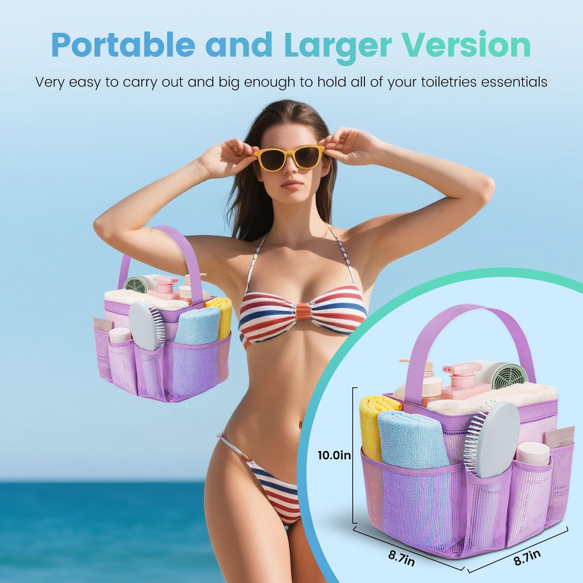 Mesh Shower Caddy for College Dorm Room Essentials for Girls with 9 Pockets