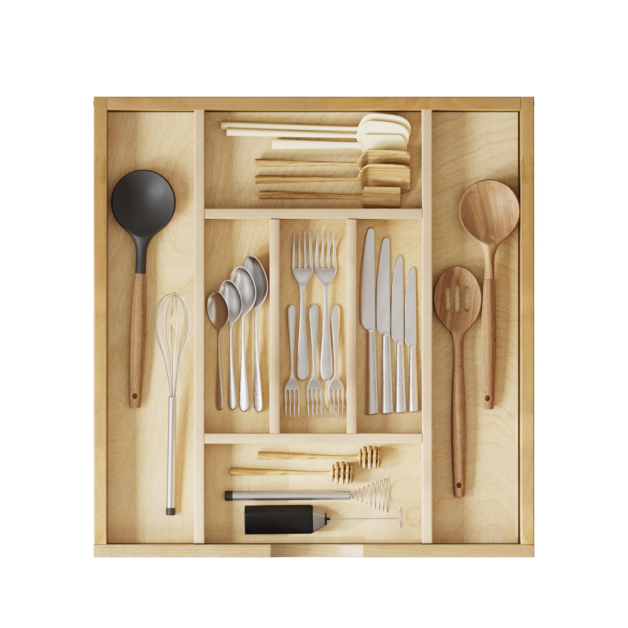 Premium Wooden Silverware Organizer for Kitchen Drawers