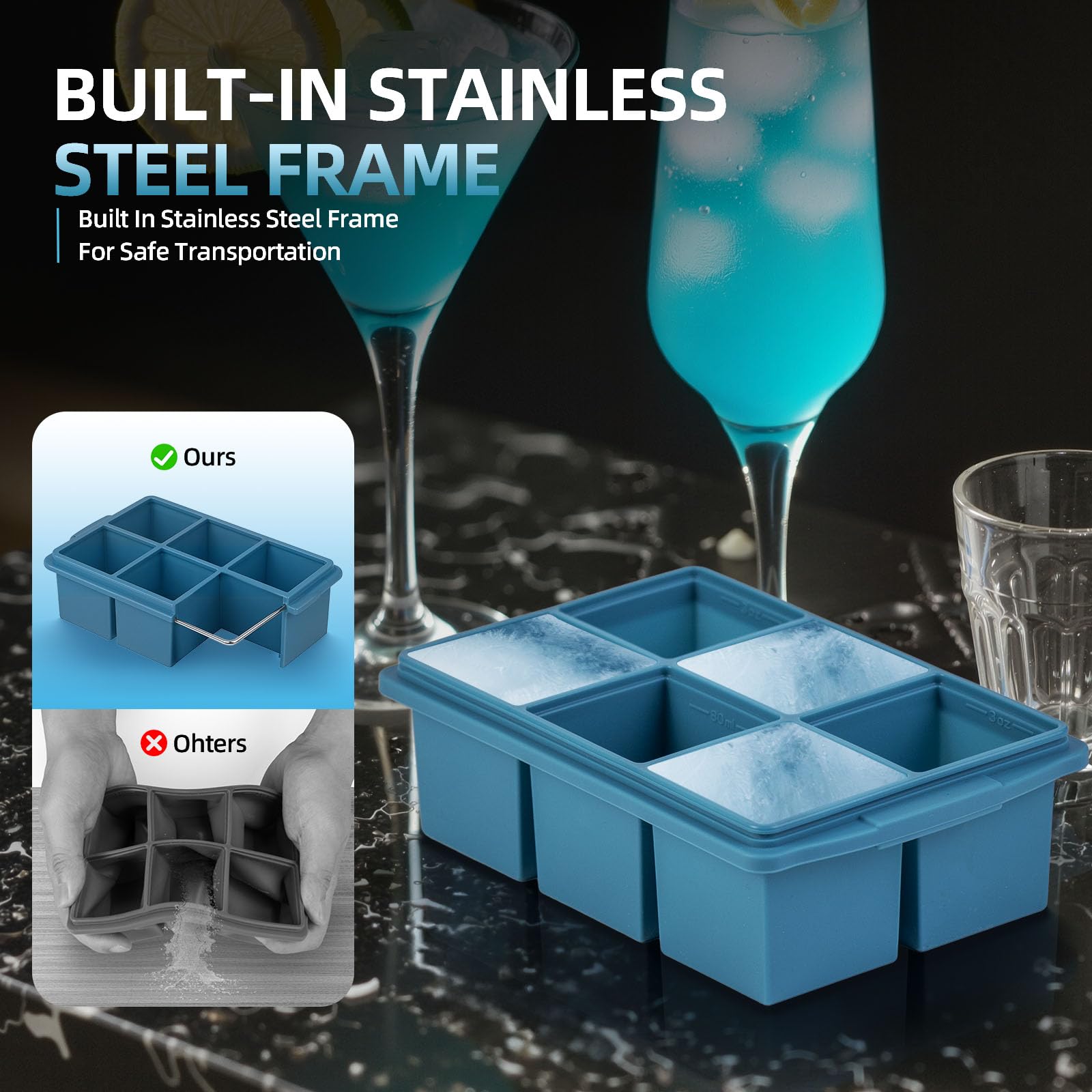 Large Ice Cube Trays for Whiskey (9.9 Ounce)