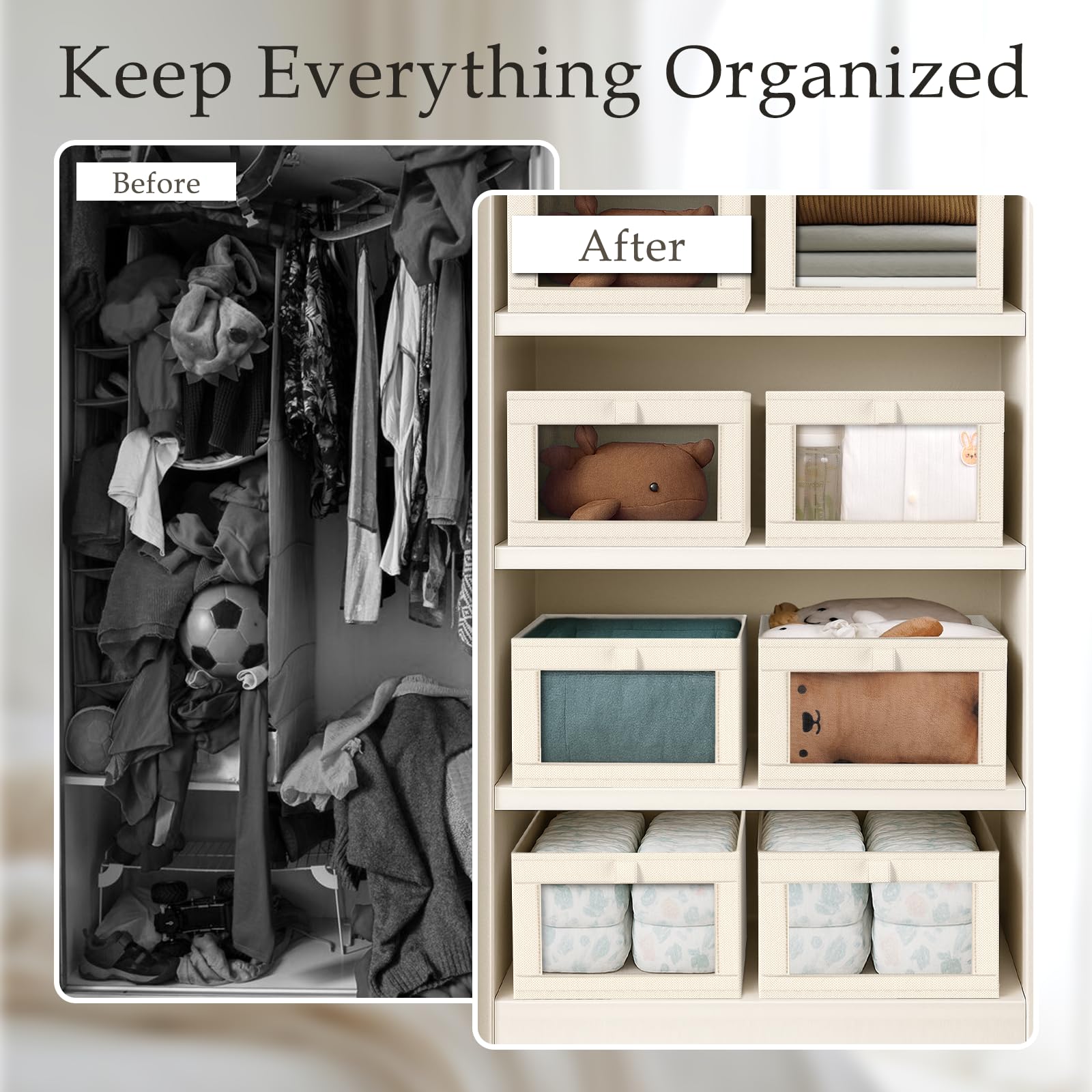 6 Pack Linen Closet Organizers and Storage (6 Count)