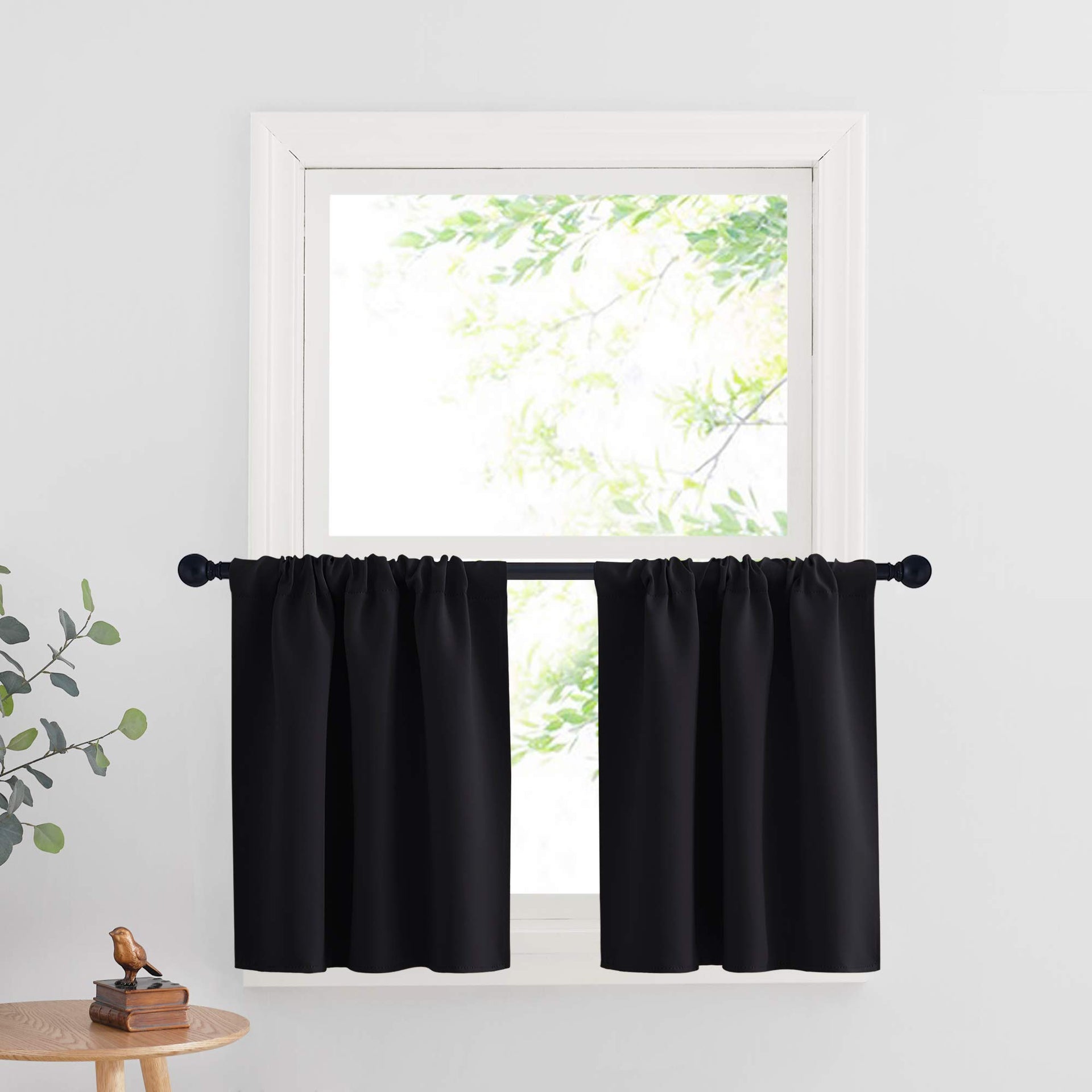 Cafe Blackout Curtains 24 inch Length for RV Camper Kitchen Window (2 Count)