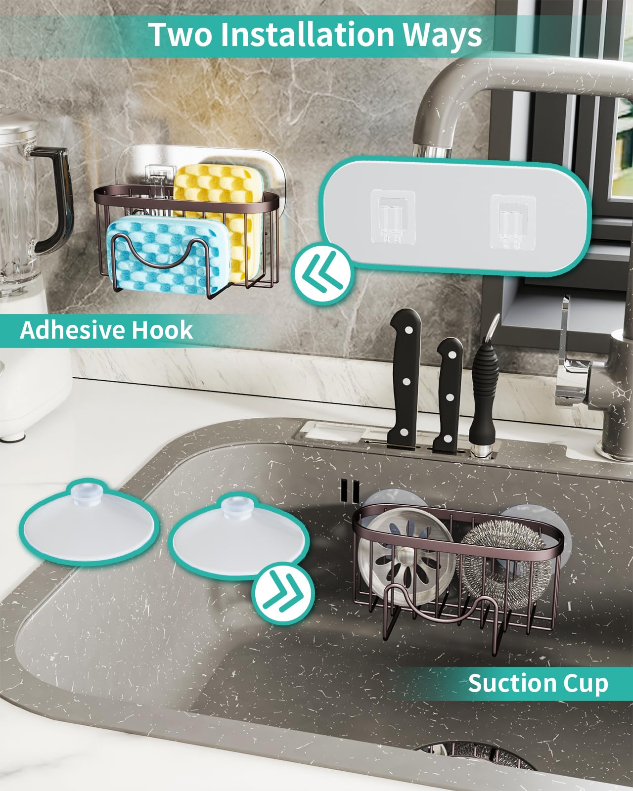 Multifunctional Sponge Holder for Kitchen Sink with Unique M