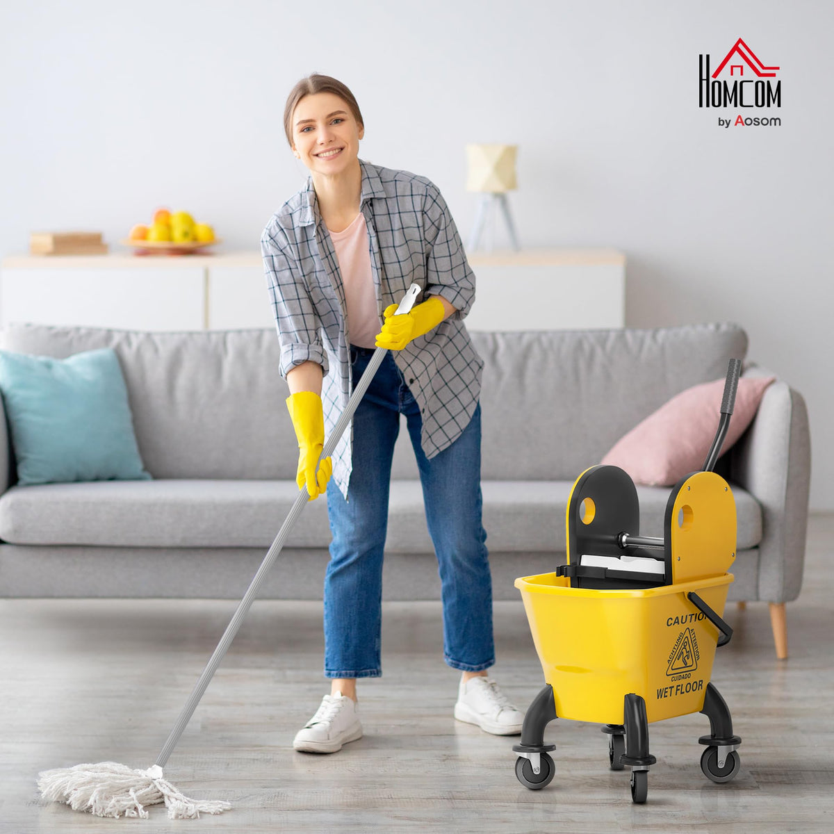 Mop Bucket with Wringer on Wheels