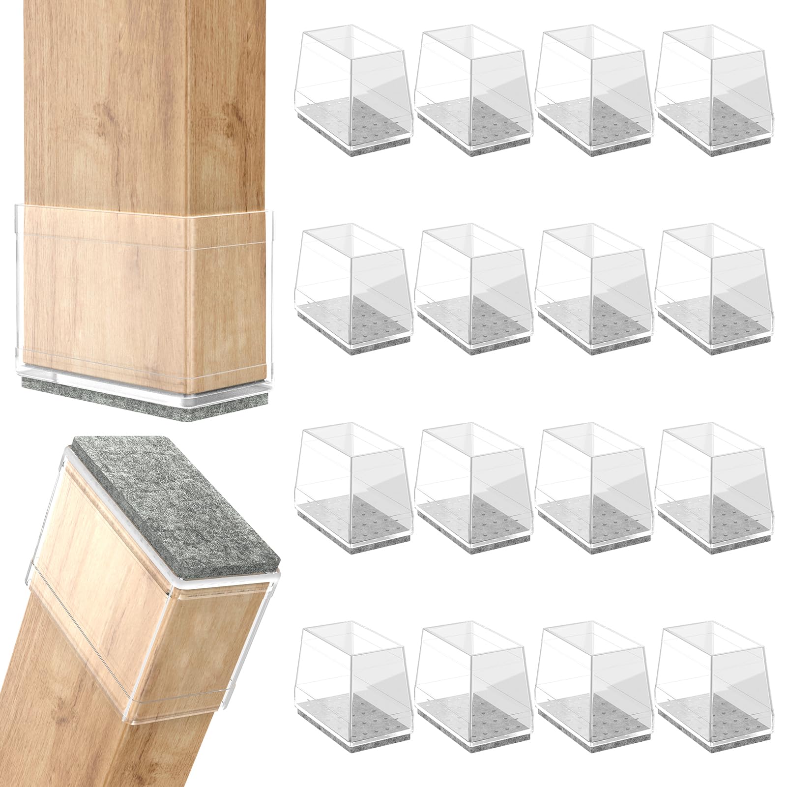 Rectangle Chair Leg Protectors for Hardwood Floors (16 Count)