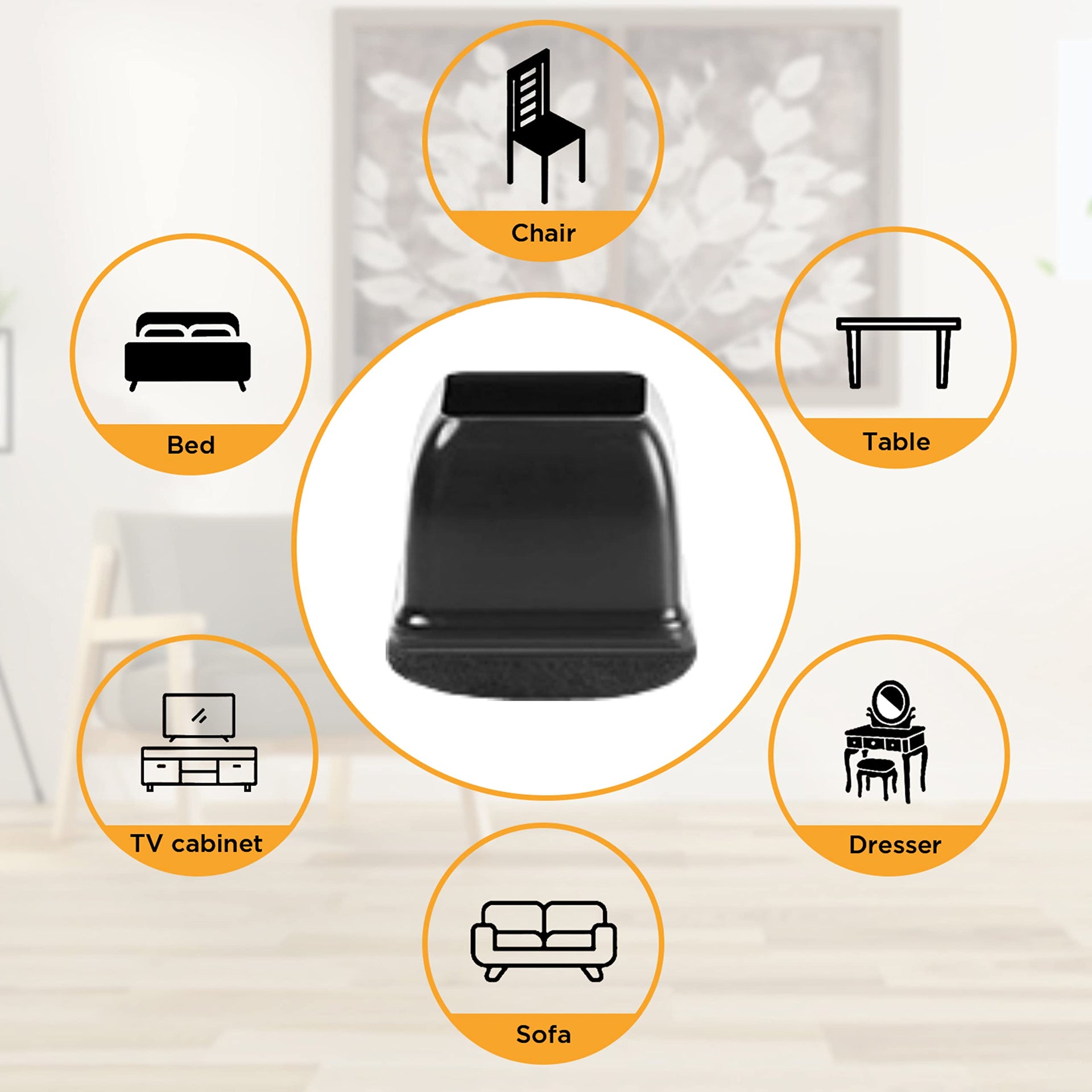 Small Square Silicone Chair Leg Floor Protectors with Wrapped Felt (24 Count)