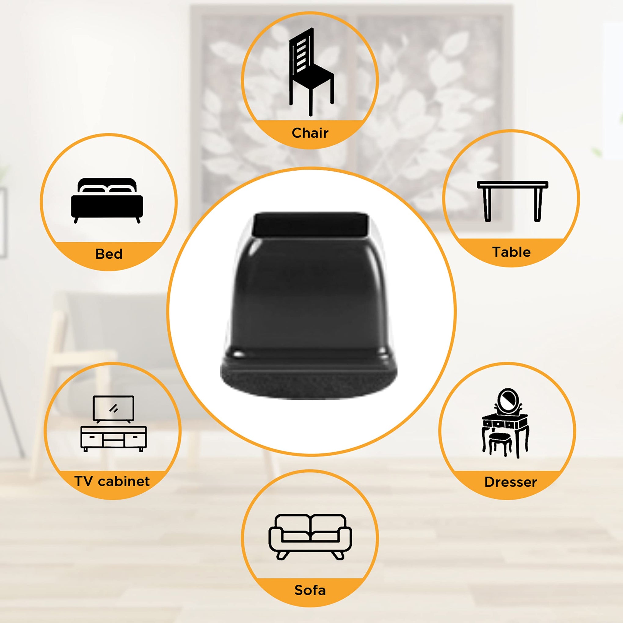 Small Square Silicone Chair Leg Floor Protectors with Wrapped Felt (24 Count)