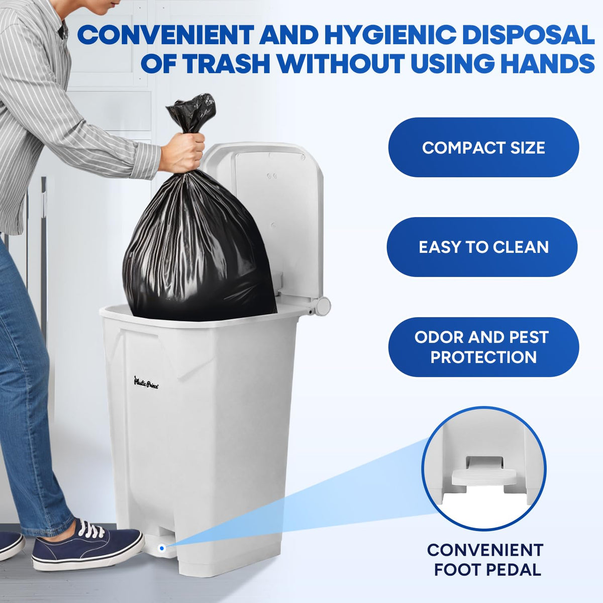 22 Gallon Kitchen Trash Can with Lid and Foot Pedal