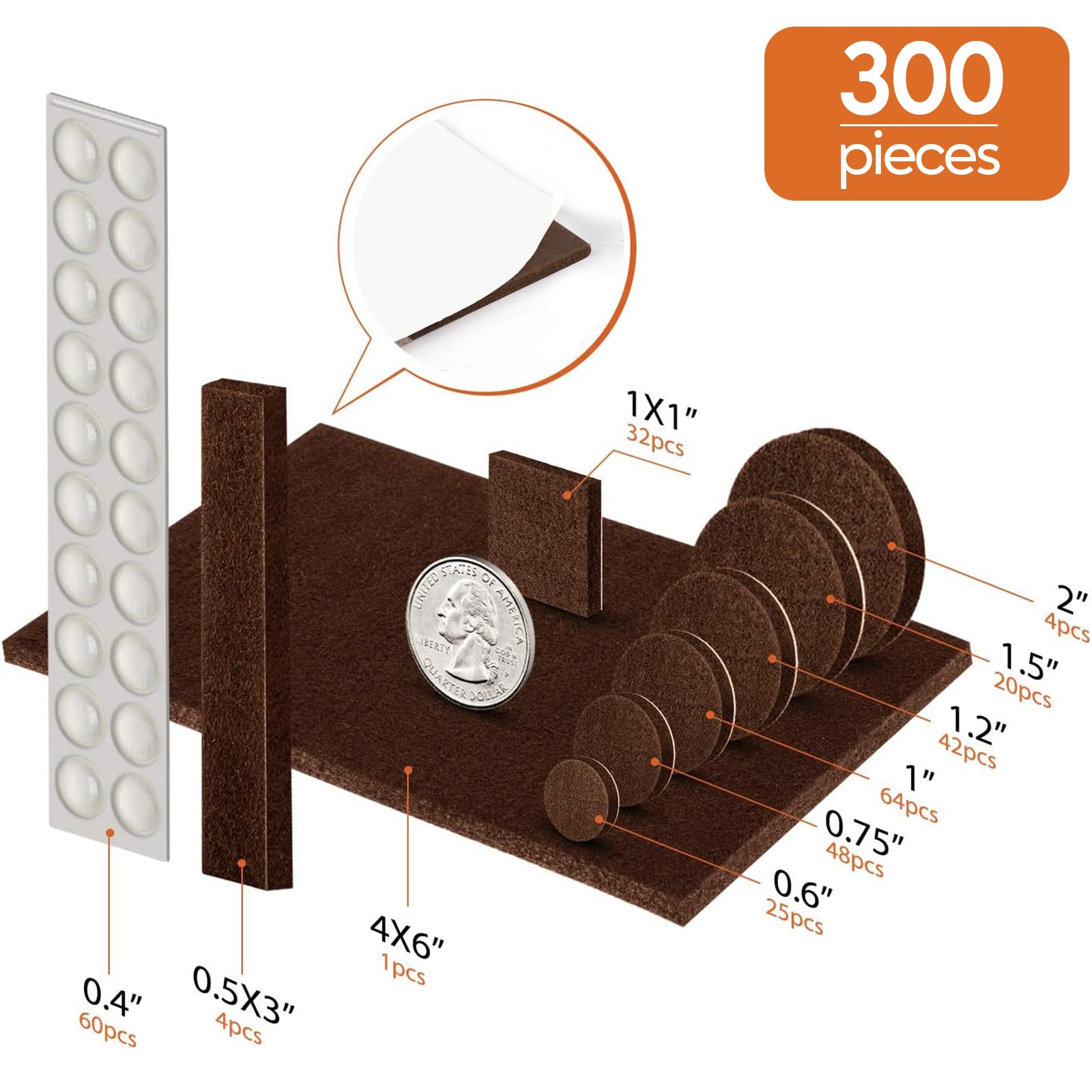 Furniture Pads Felt Pads 300 Pieces Huge Pack Furniture Felt Pads (300 Count)