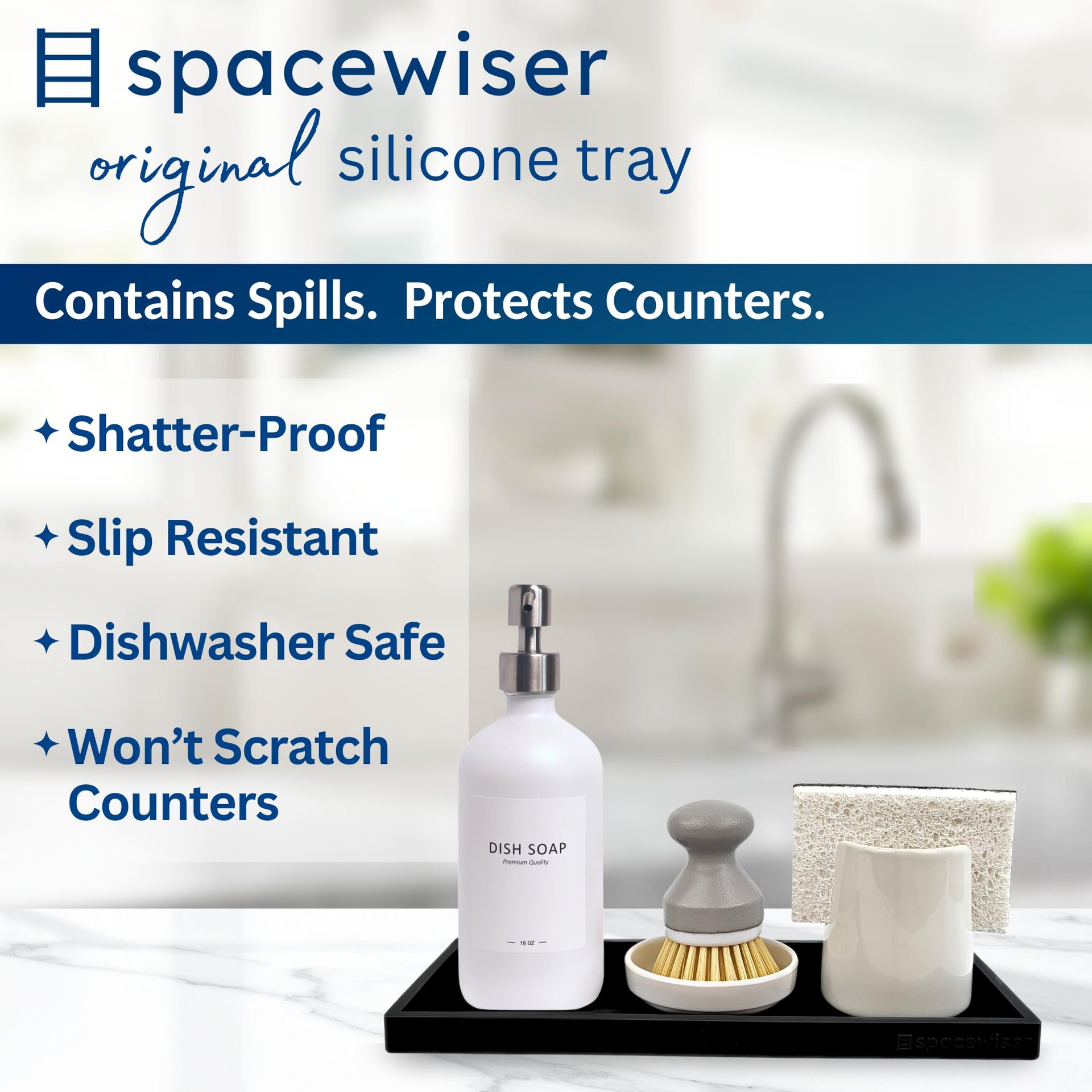 Silicone Countertop & Vanity Bathroom Tray (2 Count)