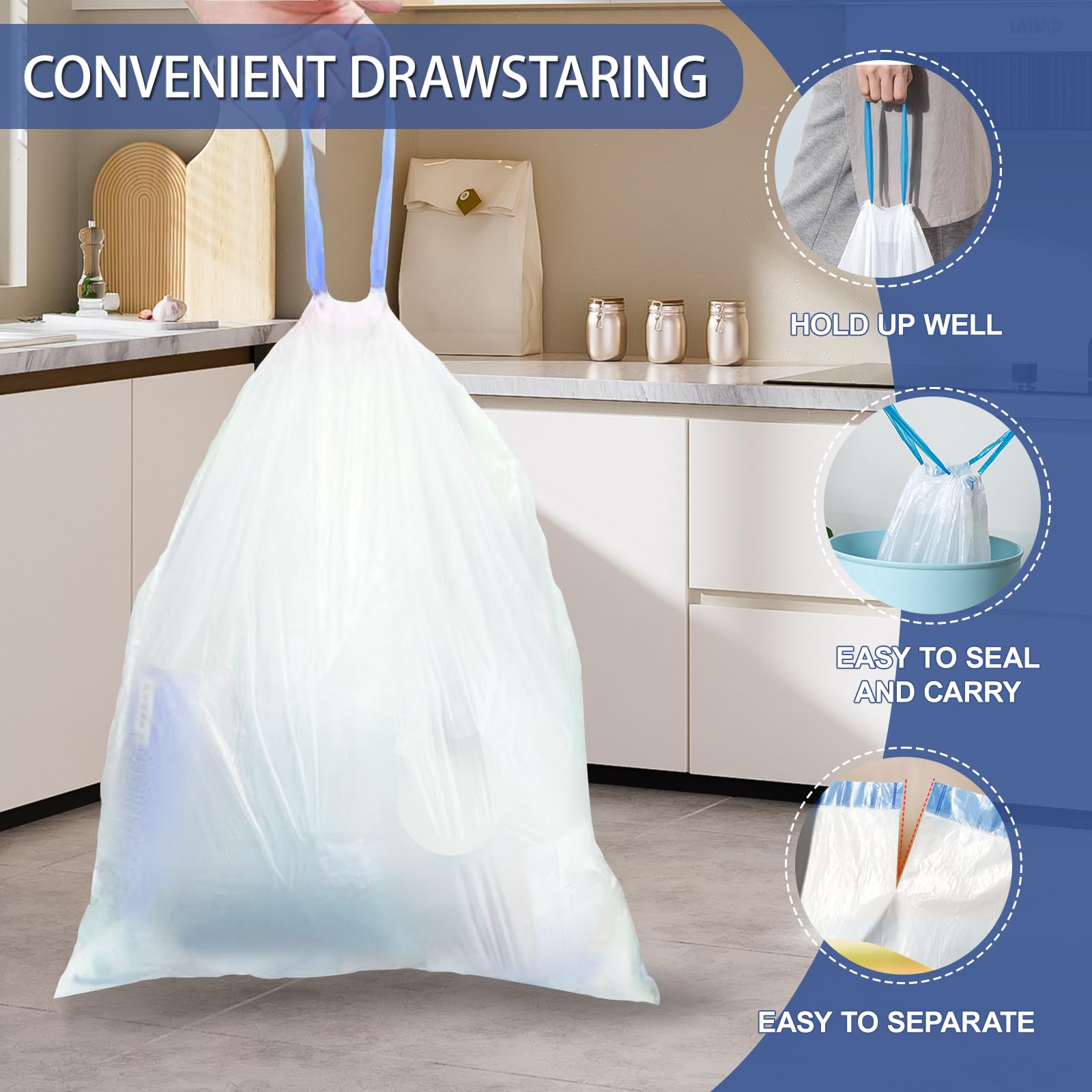 Small Trash Bags 4 Gallon Drawstring (240 Count)