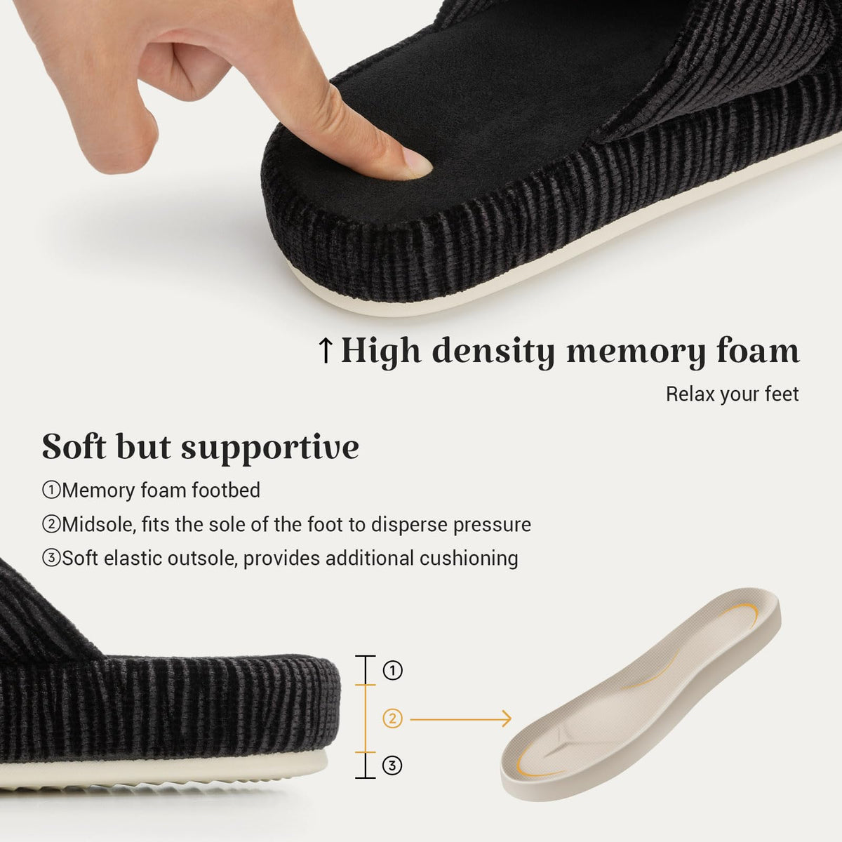 Slippers for Women Memory Foam House Bedroom Bow Crossbands Pearlescent Slipper Shoes Comfy Trendy Gift Slippers Black Size 7 8 6.5