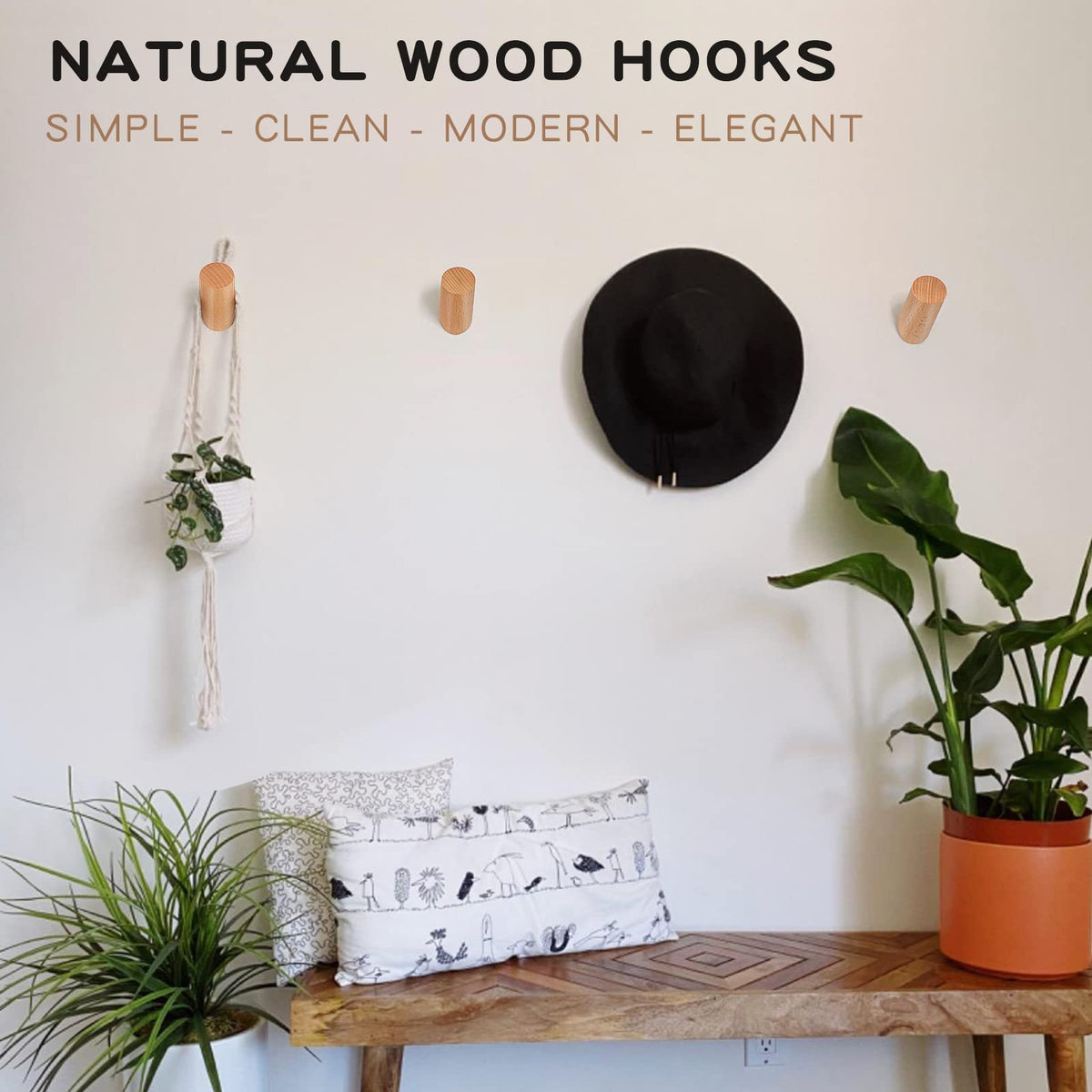 Wooden Wall Hooks (2 Count)
