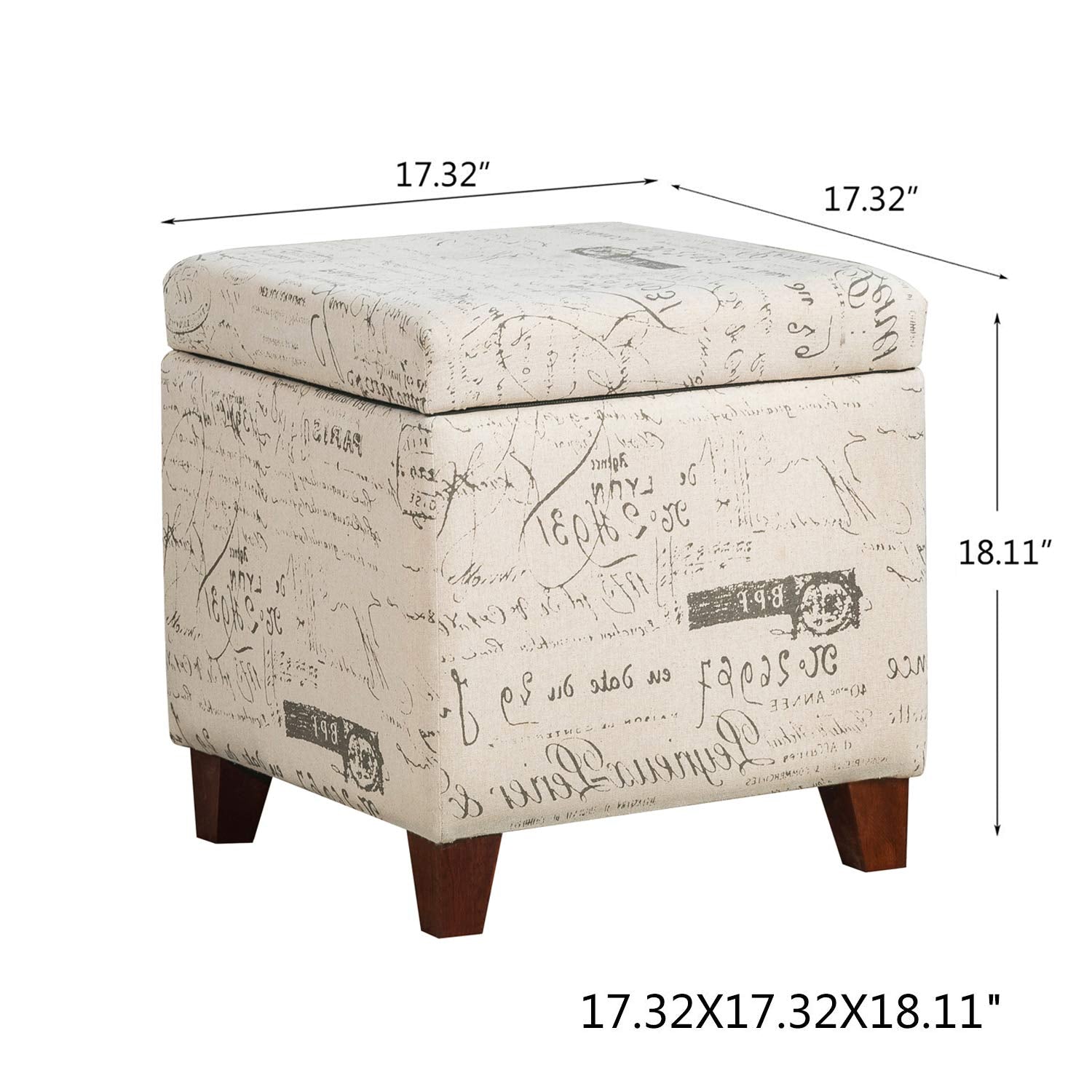 Fabric Script Pattern Cube Storage Footstool
